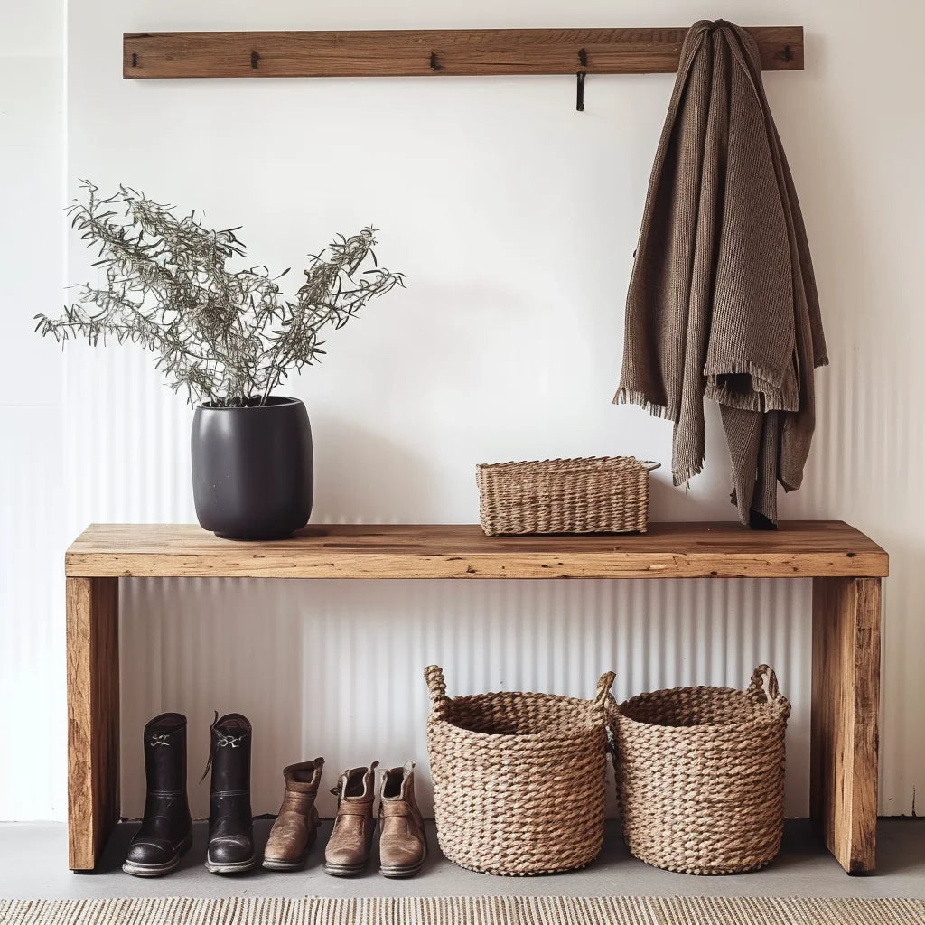 Rustic Wooden Console Table Minimalist Design Entryway Accent