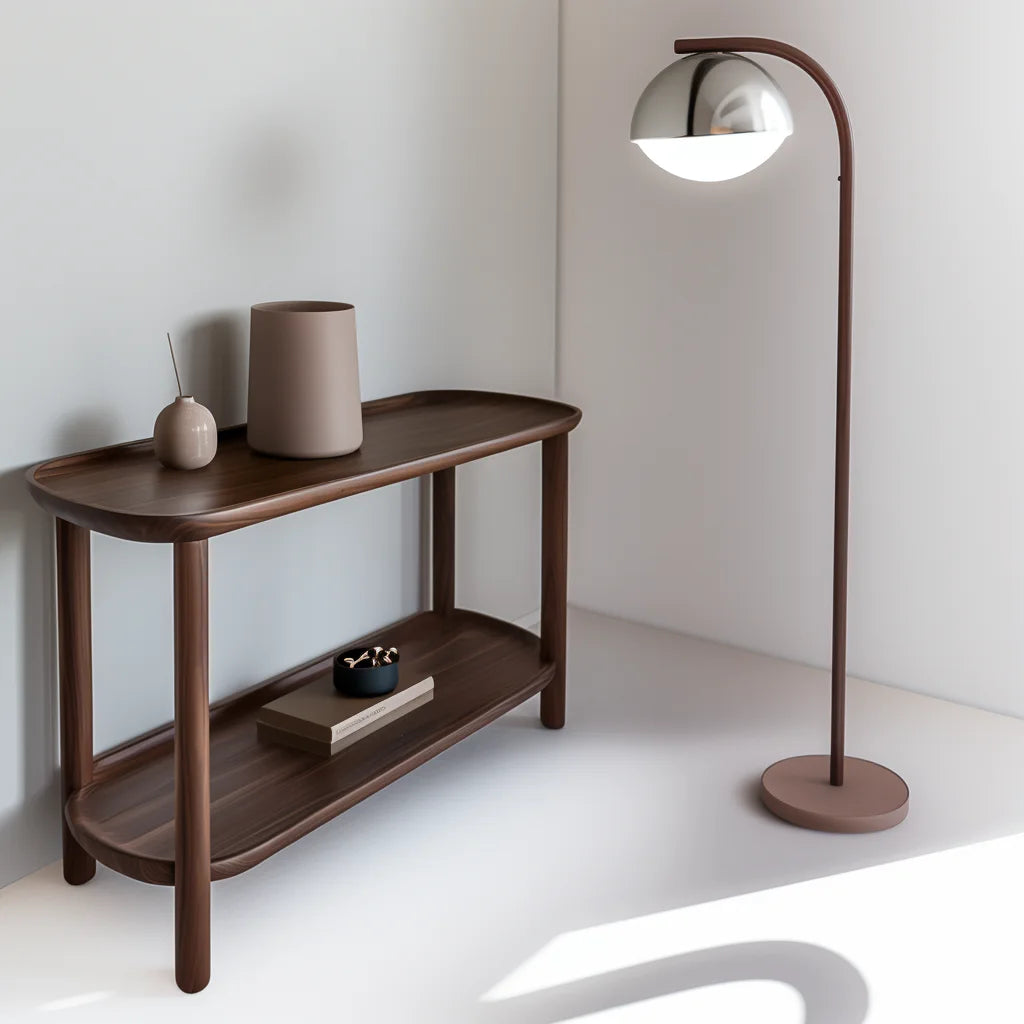 Modern Wooden Console Table Lower Shelf Storage