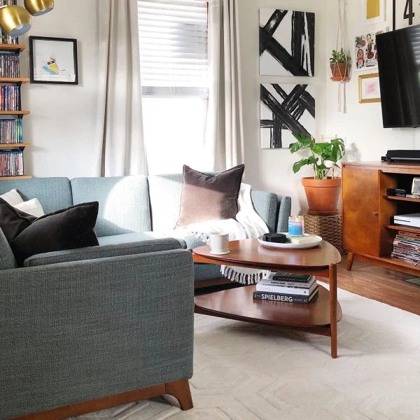 Retro Triangle Coffee Table Lower Shelf Design