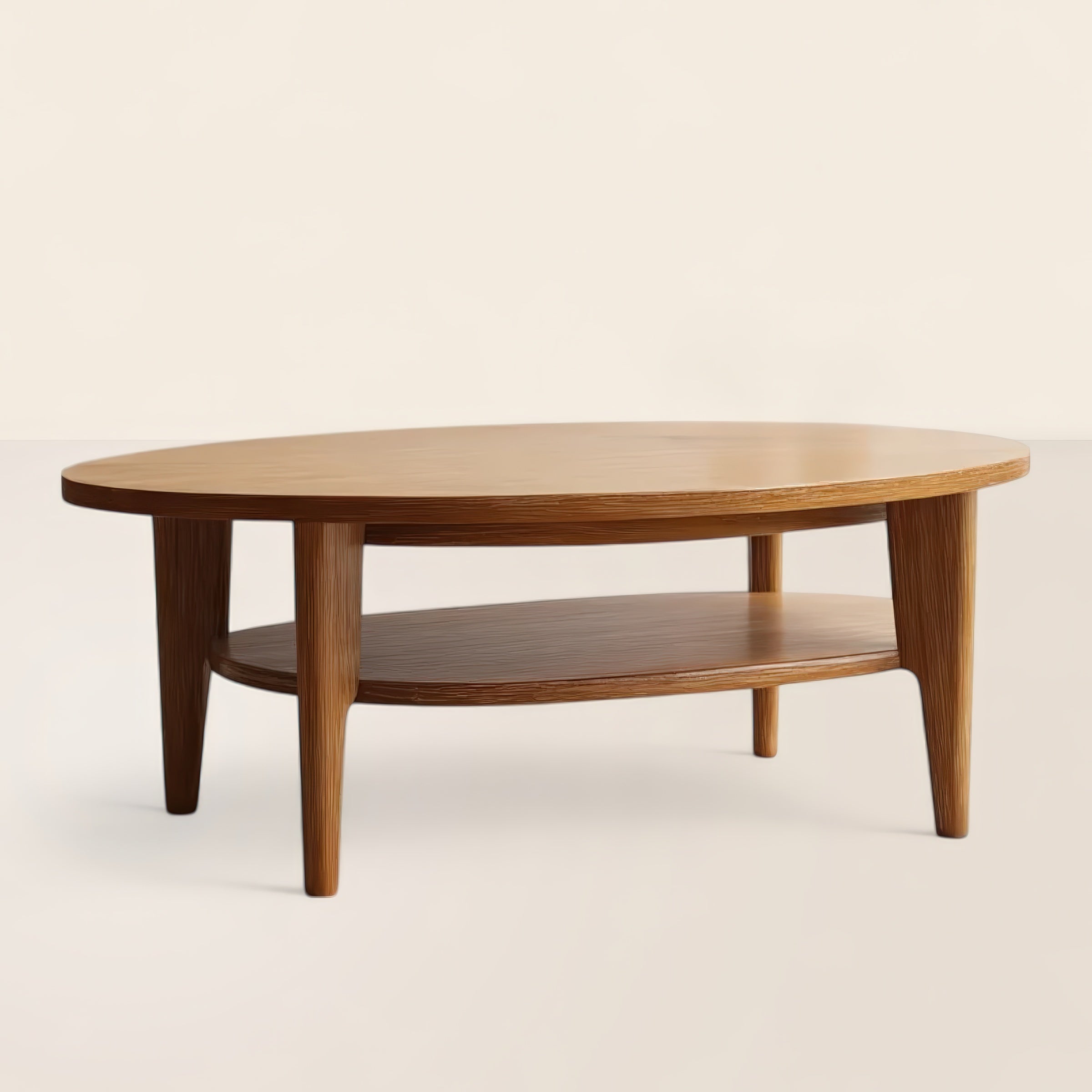 Oval Coffee Table with Shelf for Minimalist Living Rooms