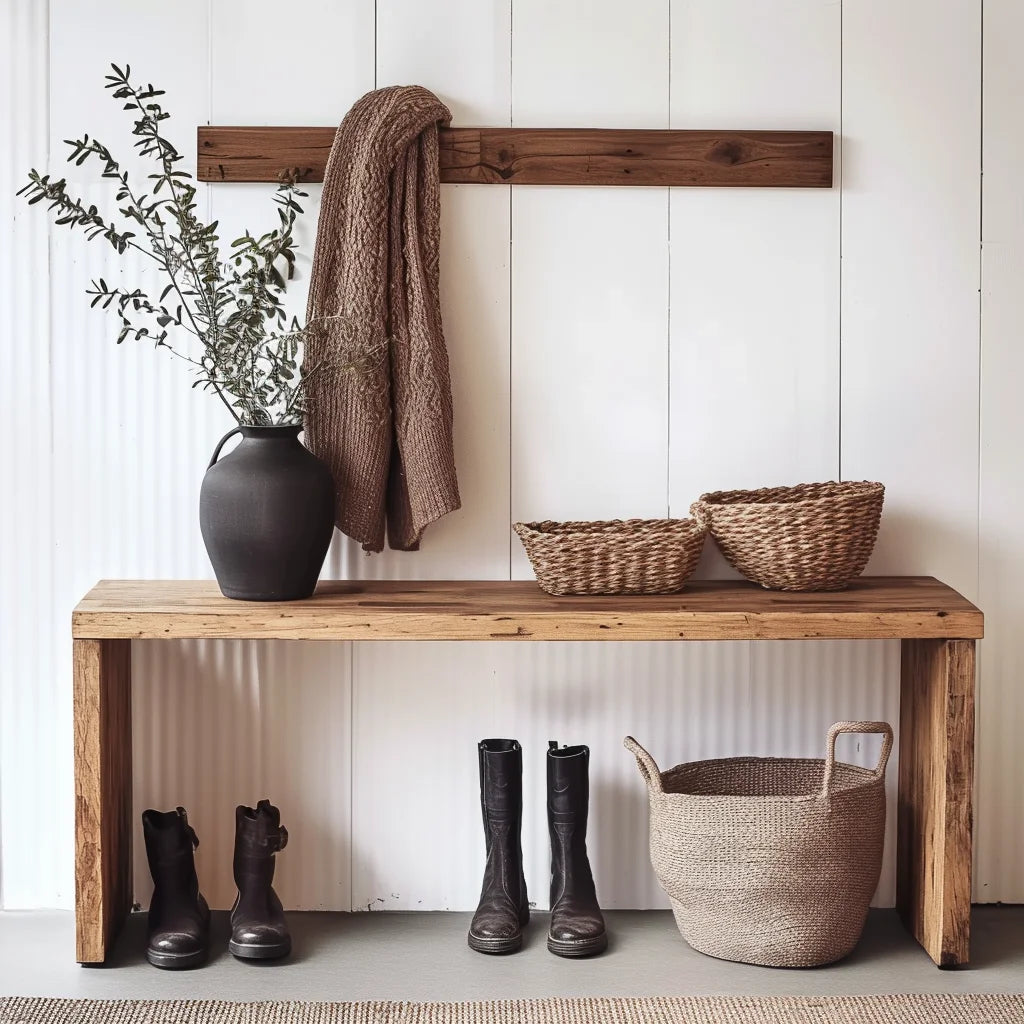 Rustic Wooden Console Table Minimalist Design Entryway Accent