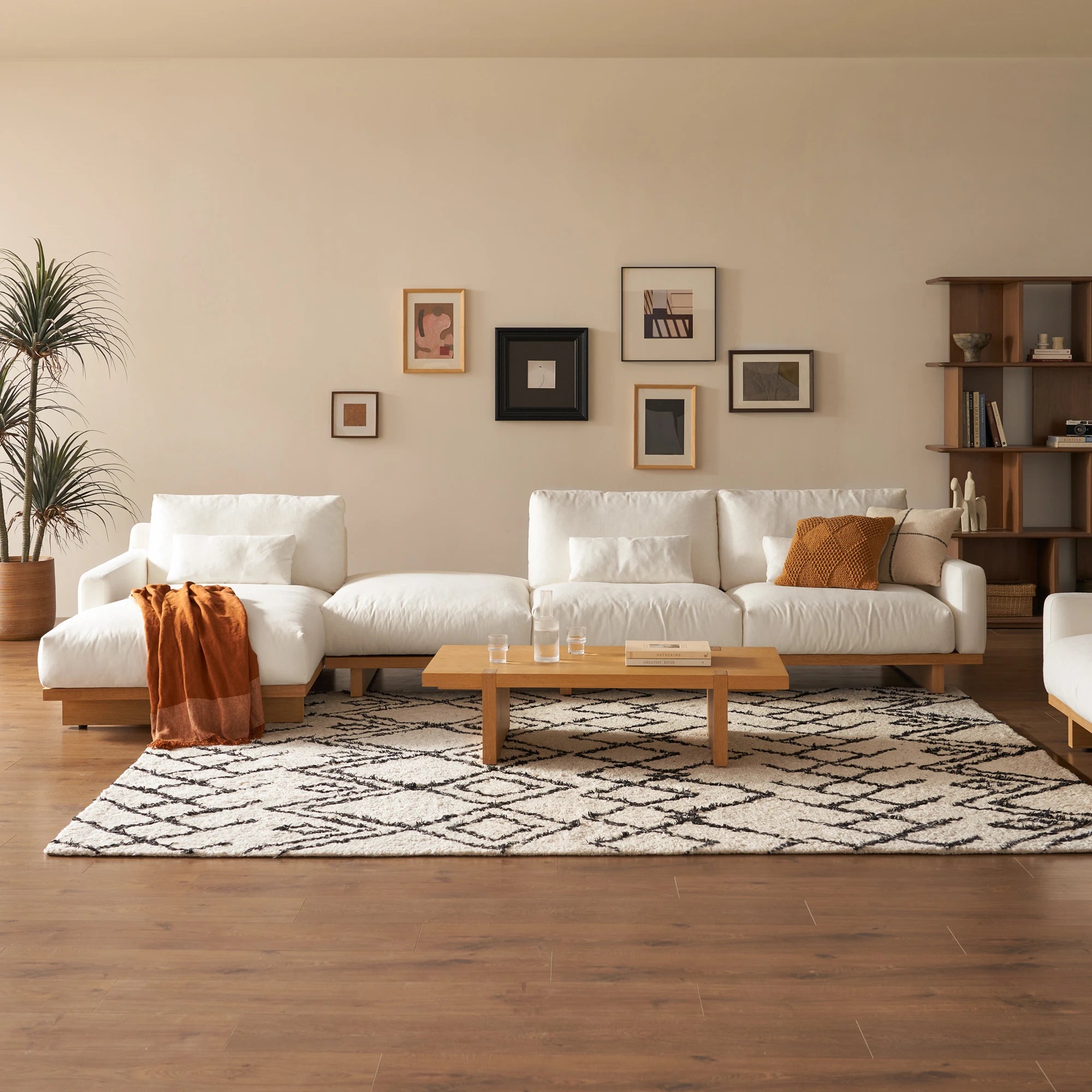 Elegant low profile coffee table with a sleek modern design perfect for contemporary interiors