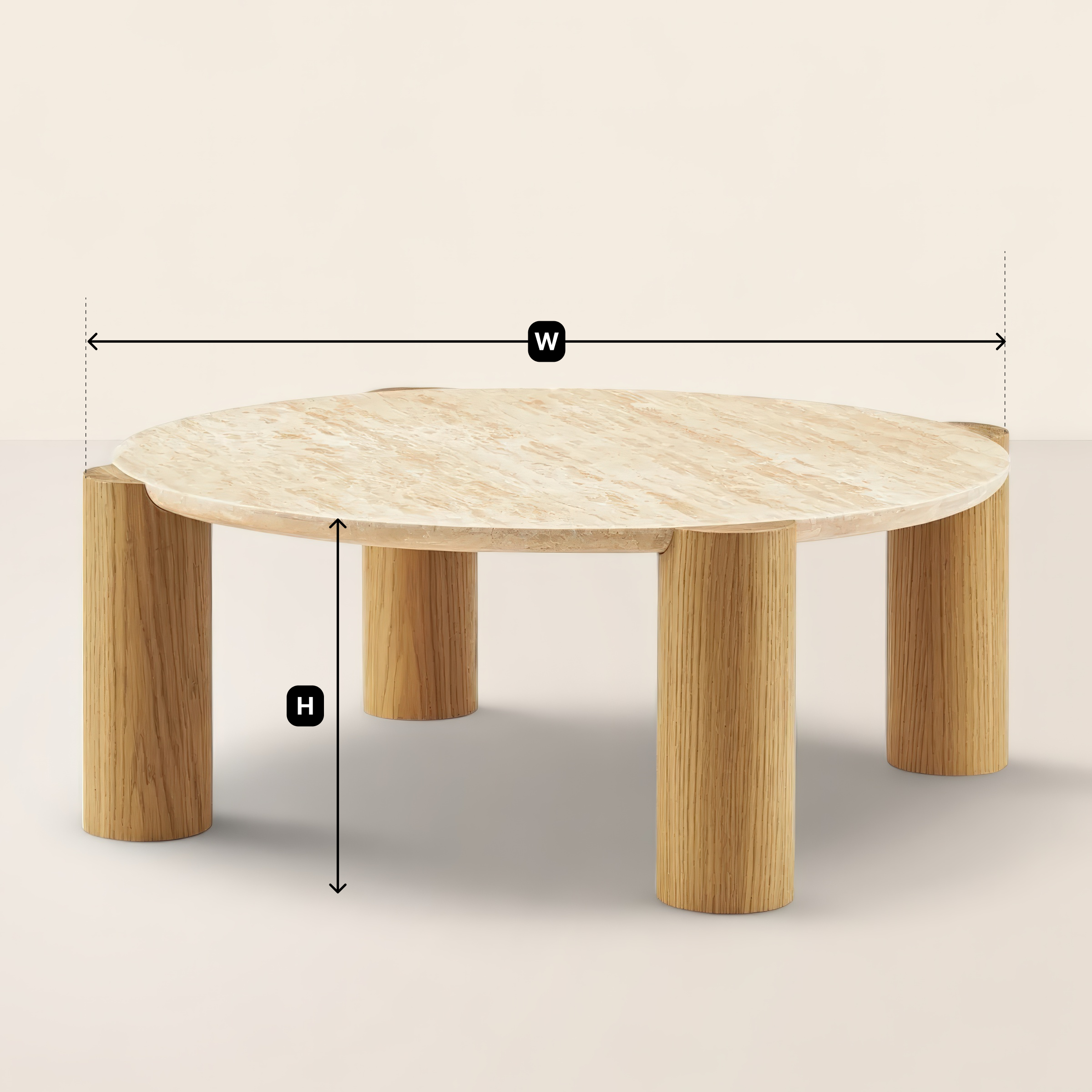 Round Modern Coffee Table with Bold Cylindrical Legs
