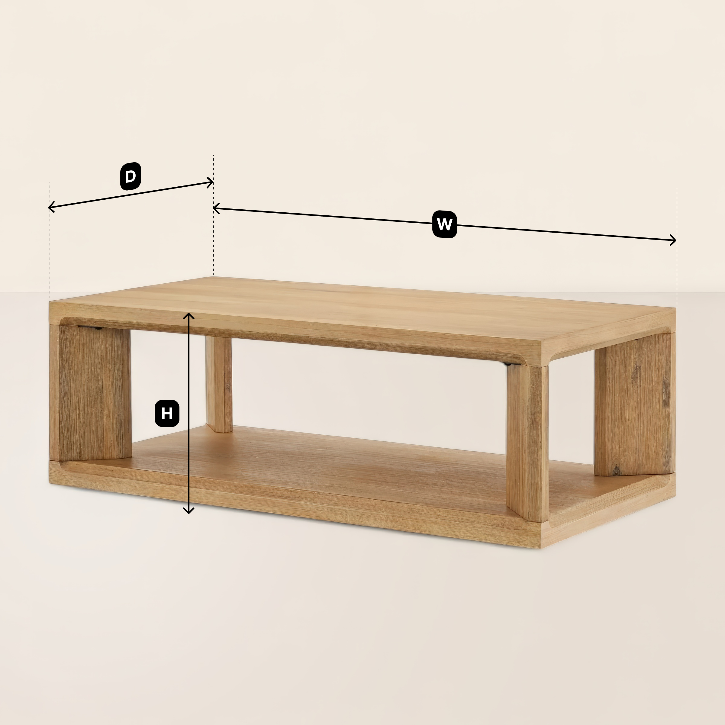 Spacious Rectangular Coffee Table with Open Storage