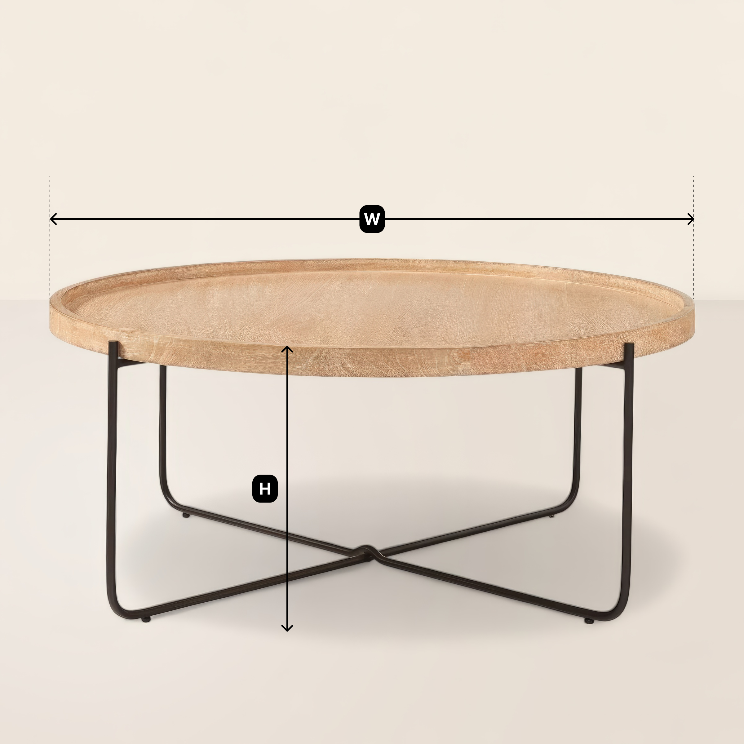 Round Coffee Table Metal Base Minimalist Design