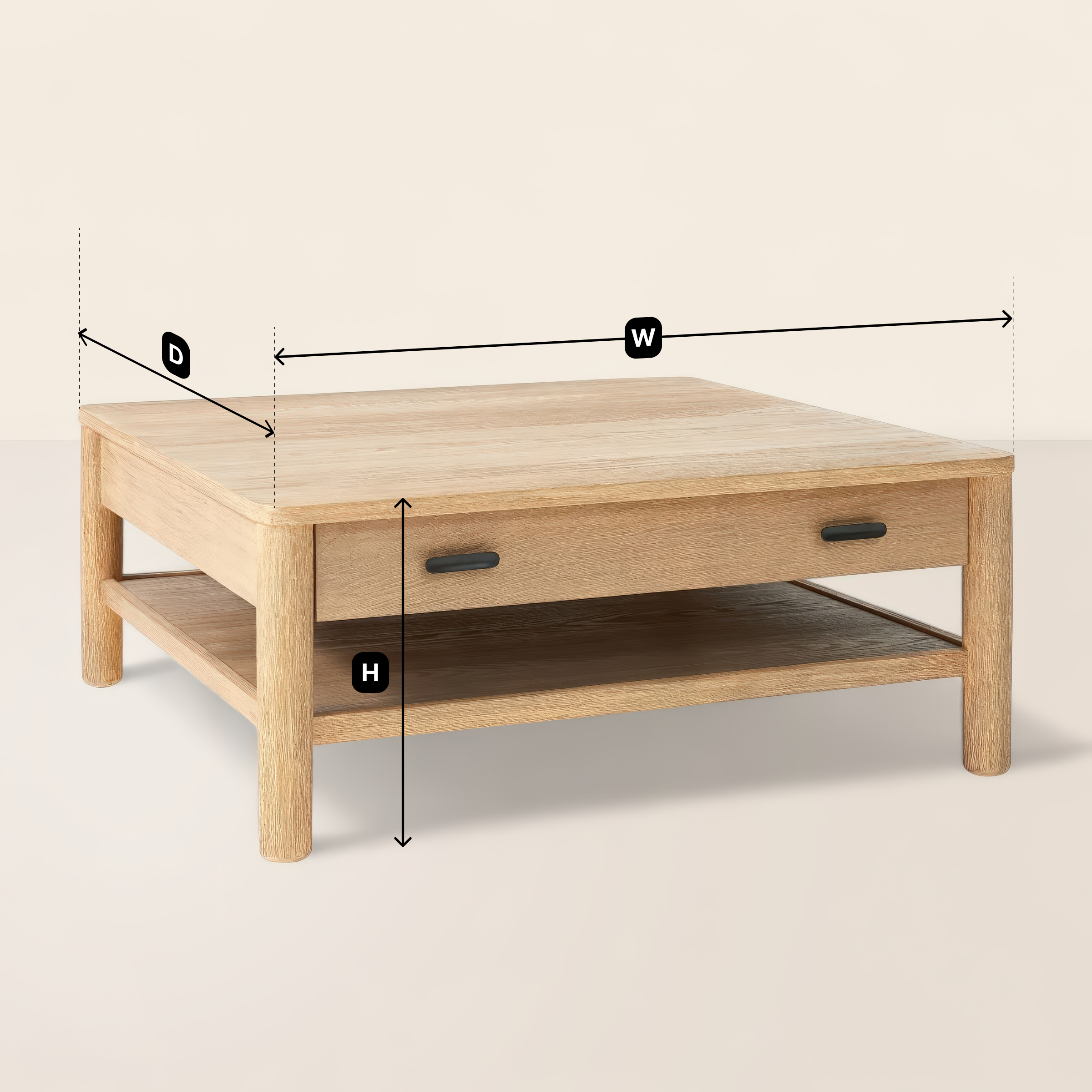 Square Coffee Table Modern Storage Accent Piece