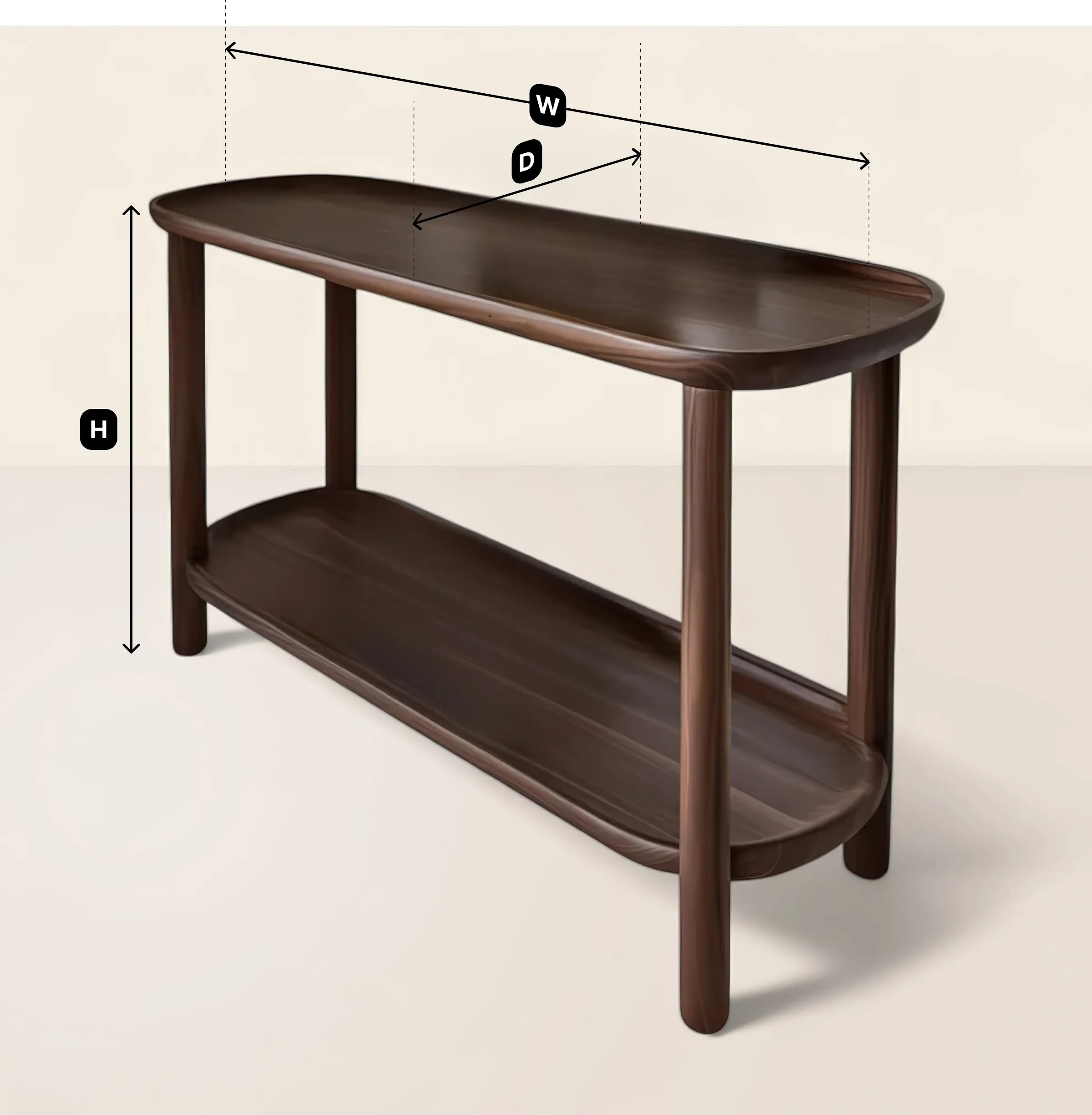 Modern Wooden Console Table Lower Shelf Storage