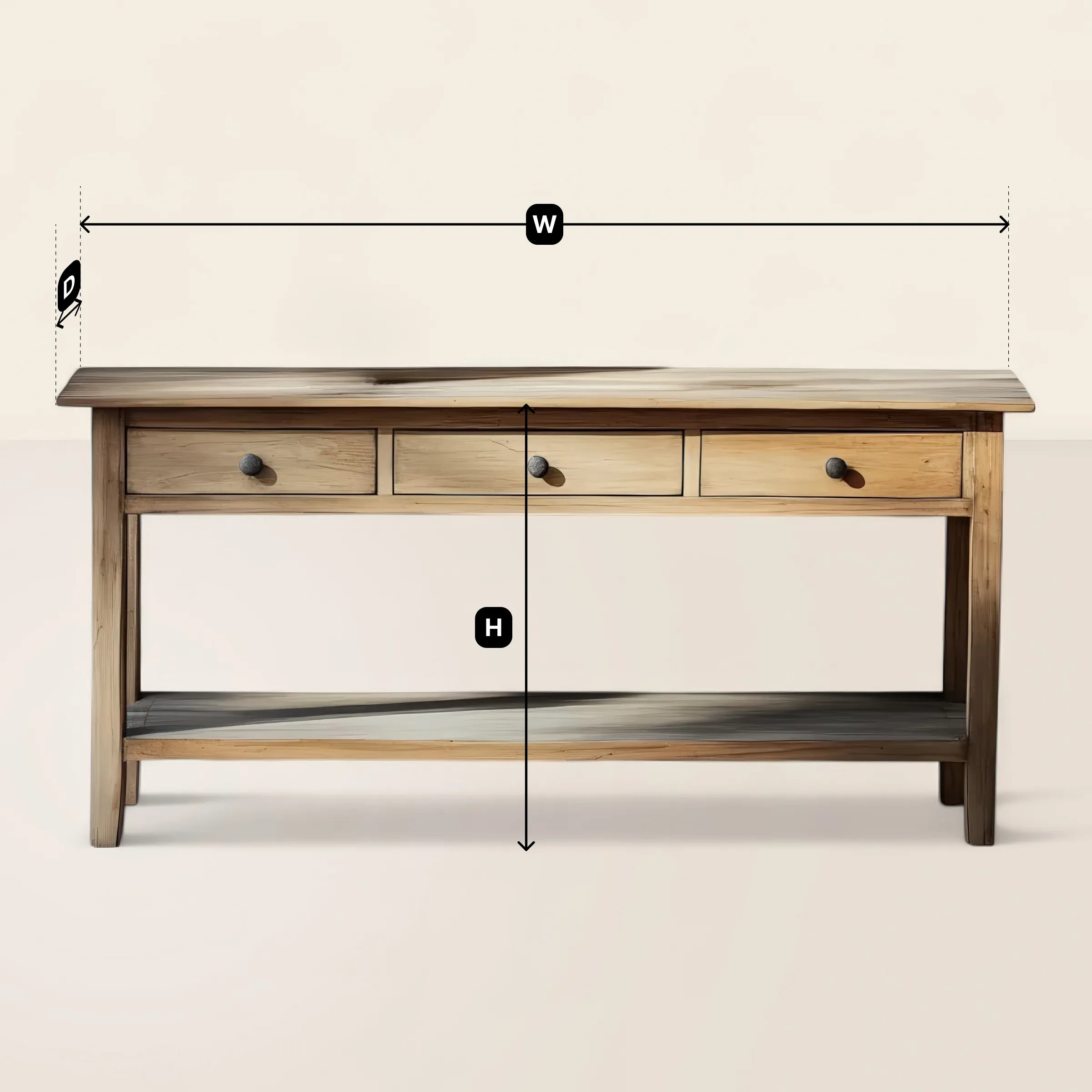 Wooden Console Table for Storage Display Home Decor
