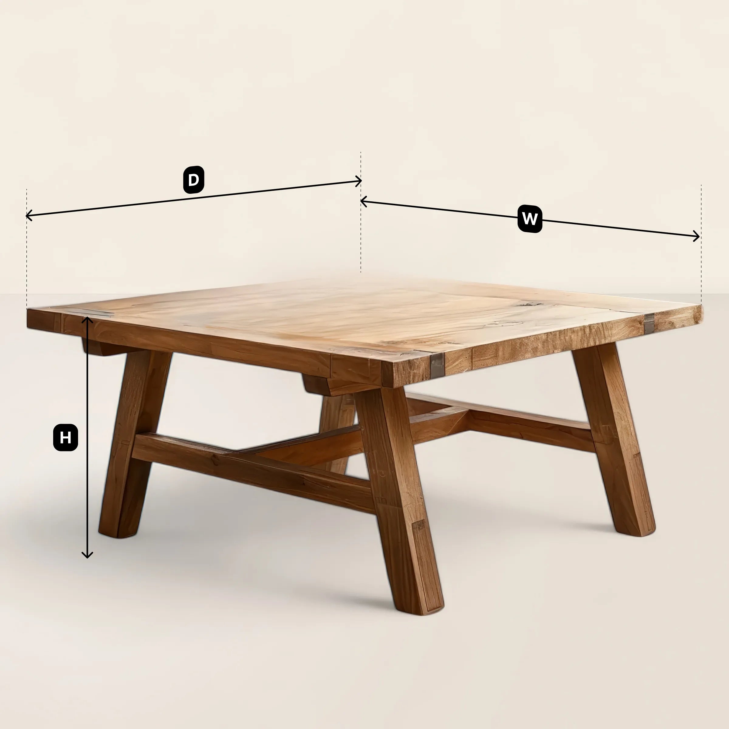 Rustic Wooden Coffee Table Natural Finish Sturdy Design
