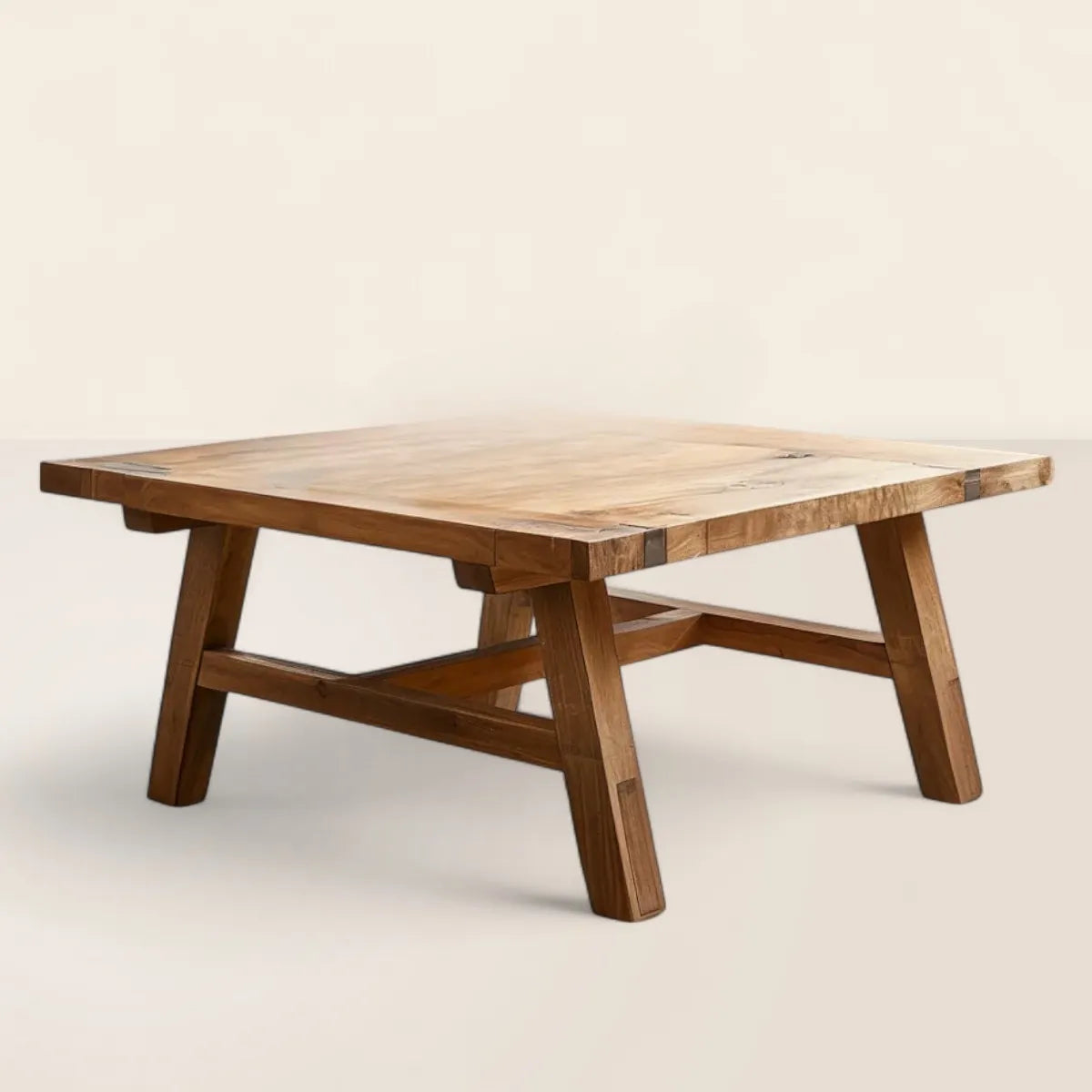 Rustic Wooden Coffee Table Natural Finish Sturdy Design