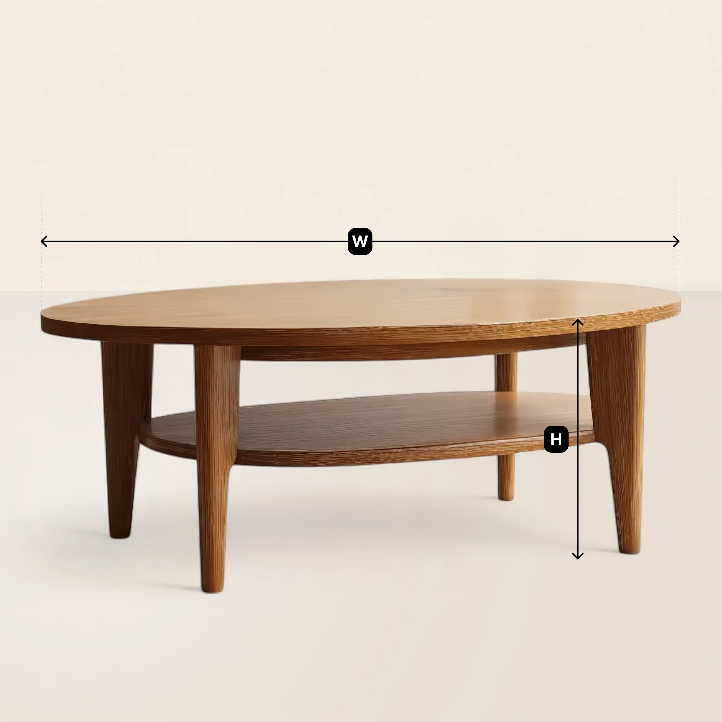 Oval Coffee Table with Shelf for Minimalist Living Rooms