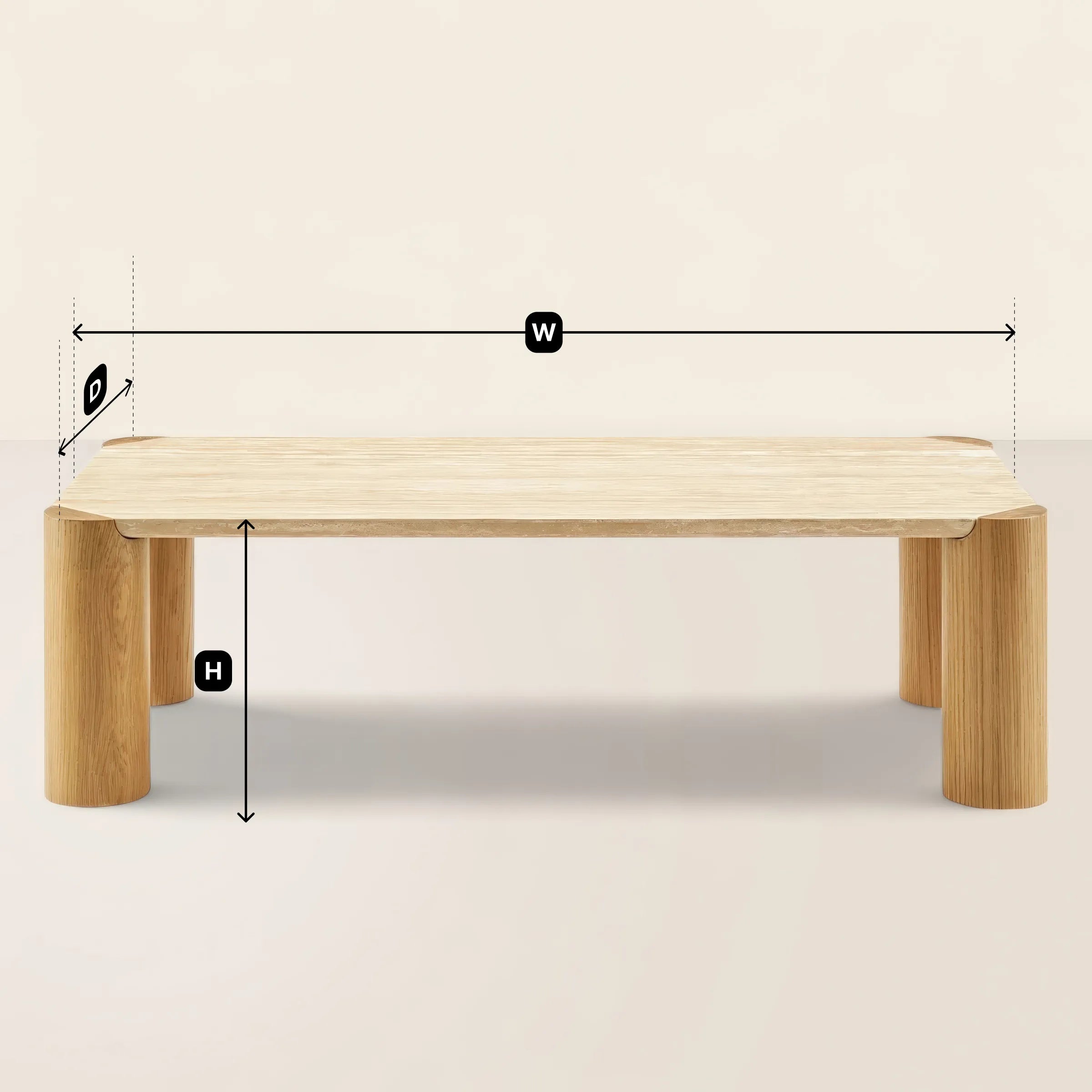 Rectangular Modern Coffee Table with Cylindrical Legs