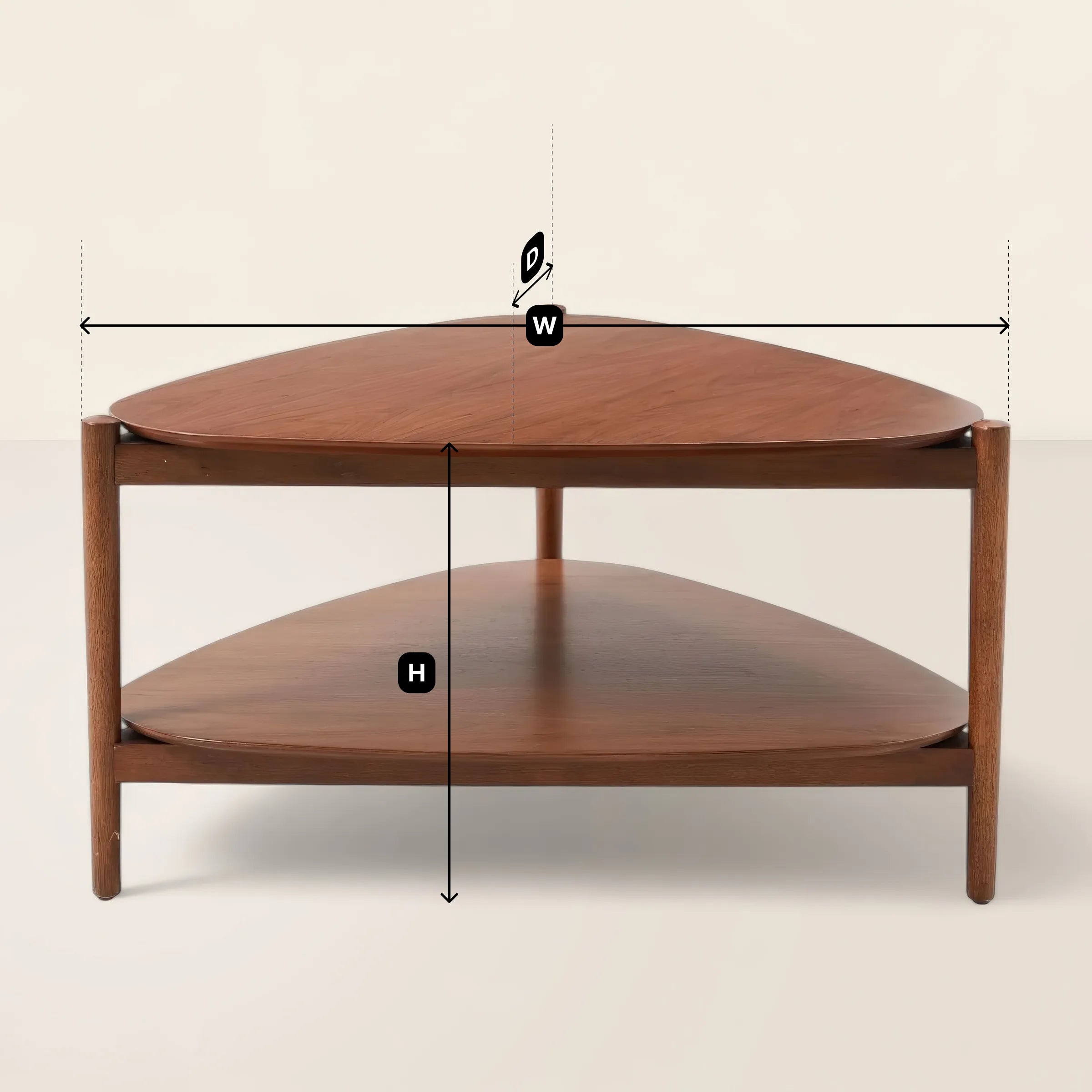Retro Triangle Coffee Table Lower Shelf Design
