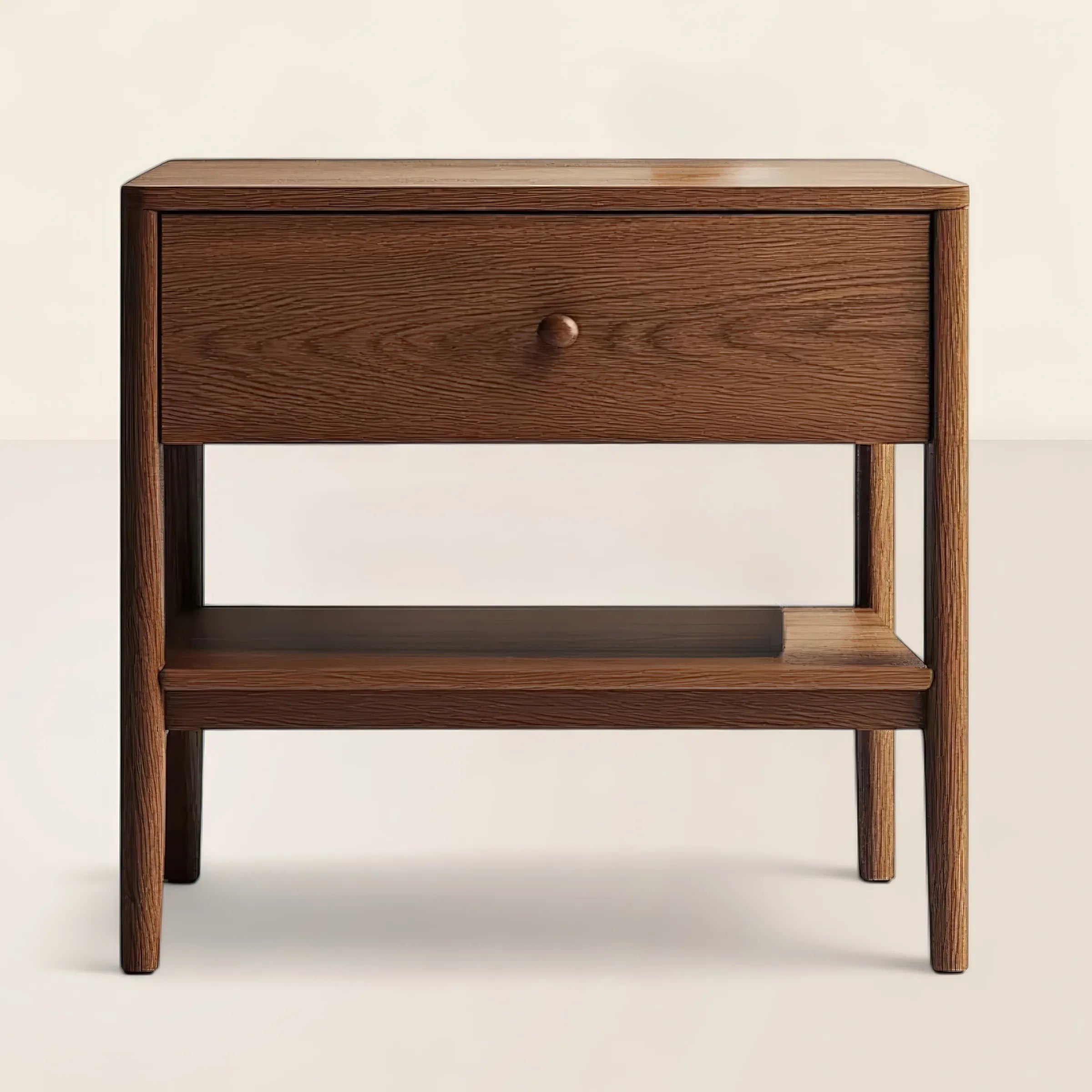 Refined Nightstand Elegant Storage Open Shelf Functional Bedroom Piece
