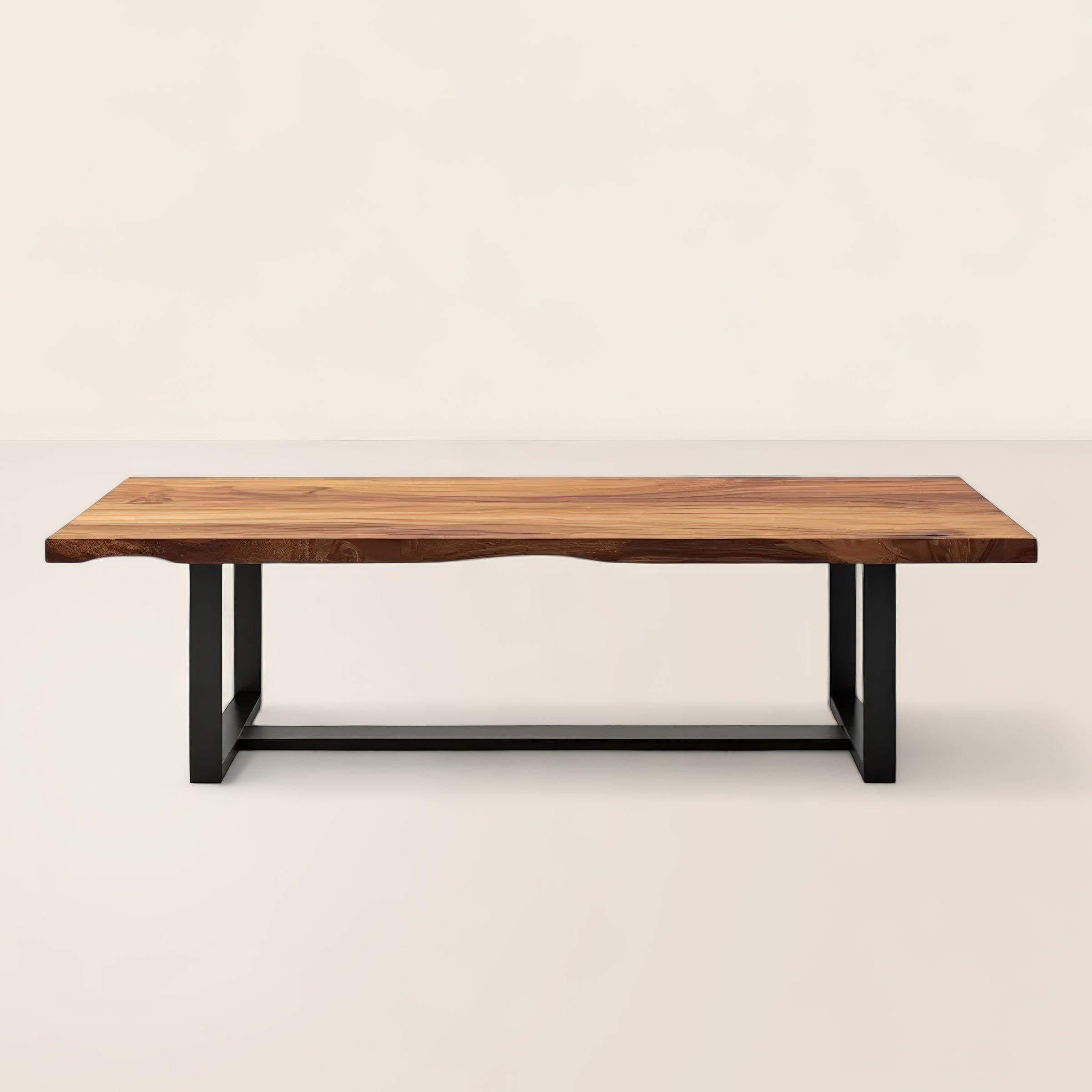 Industrial Live Edge Coffee Table with Metal Base