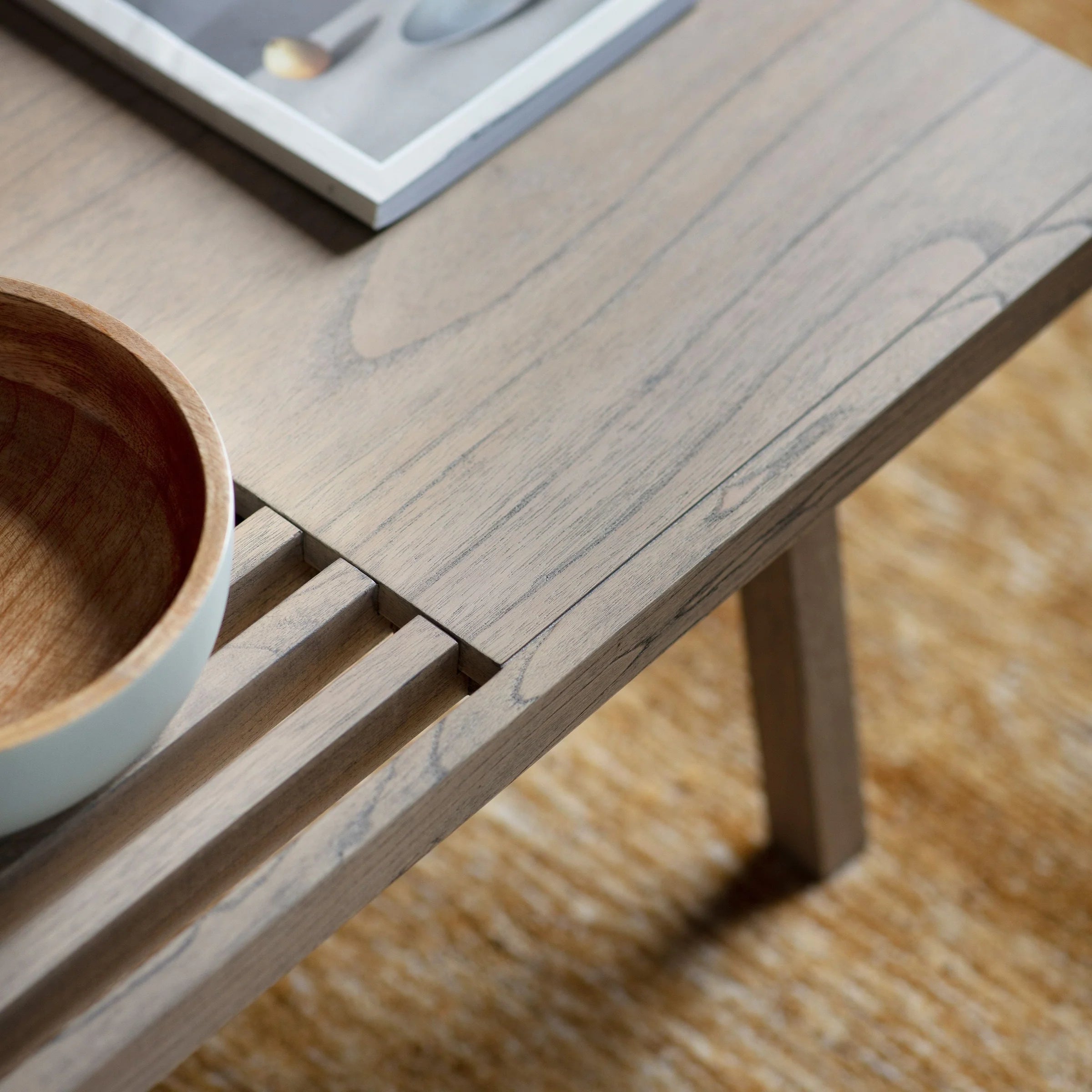 Modern Coffee Table with slatted surface and sleek design