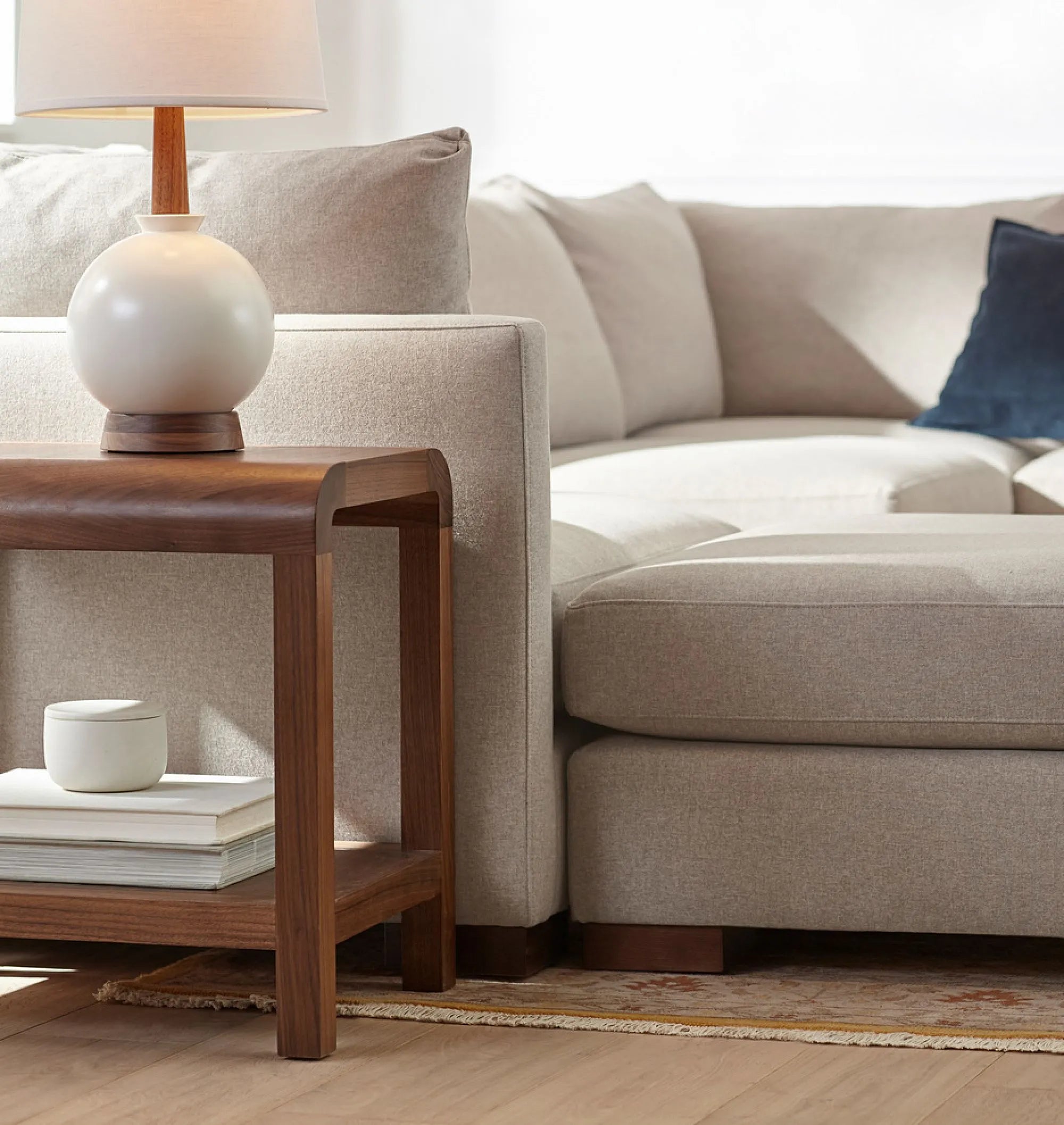 Modern Side Table with minimalist design and storage shelf