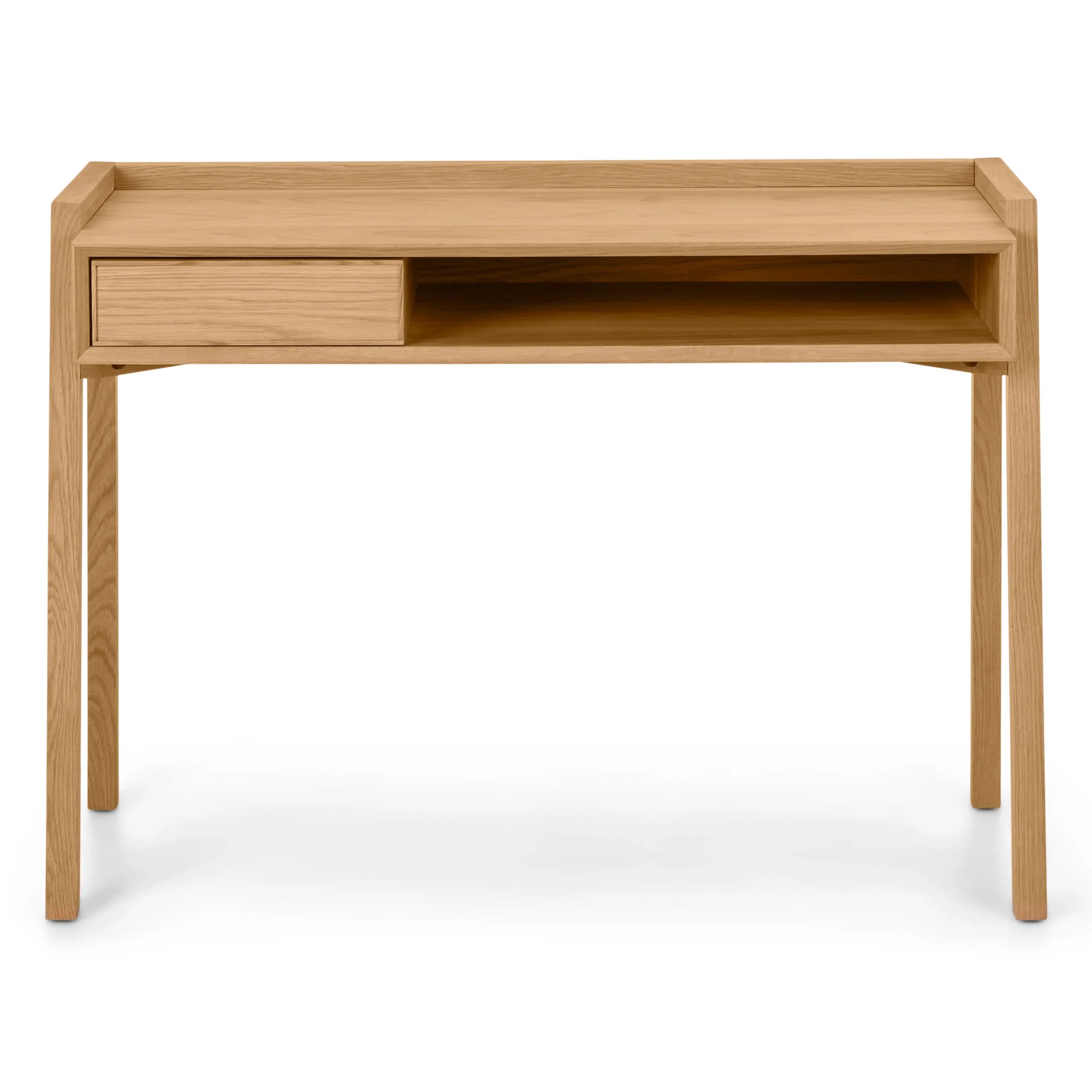 Modern Workspace Desk Storage with drawer and open shelf in a stylish home office