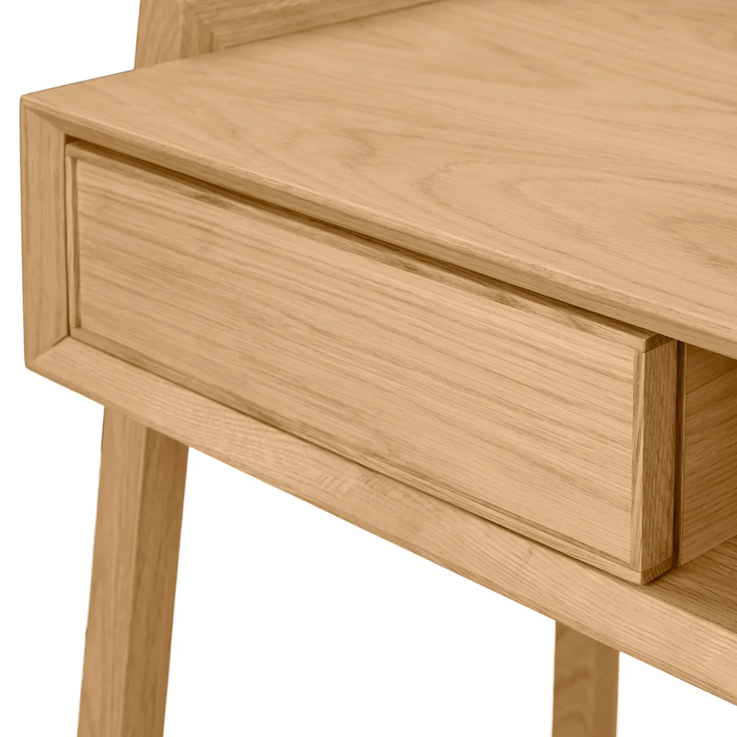 Modern Workspace Desk Storage with drawer and open shelf in a stylish home office
