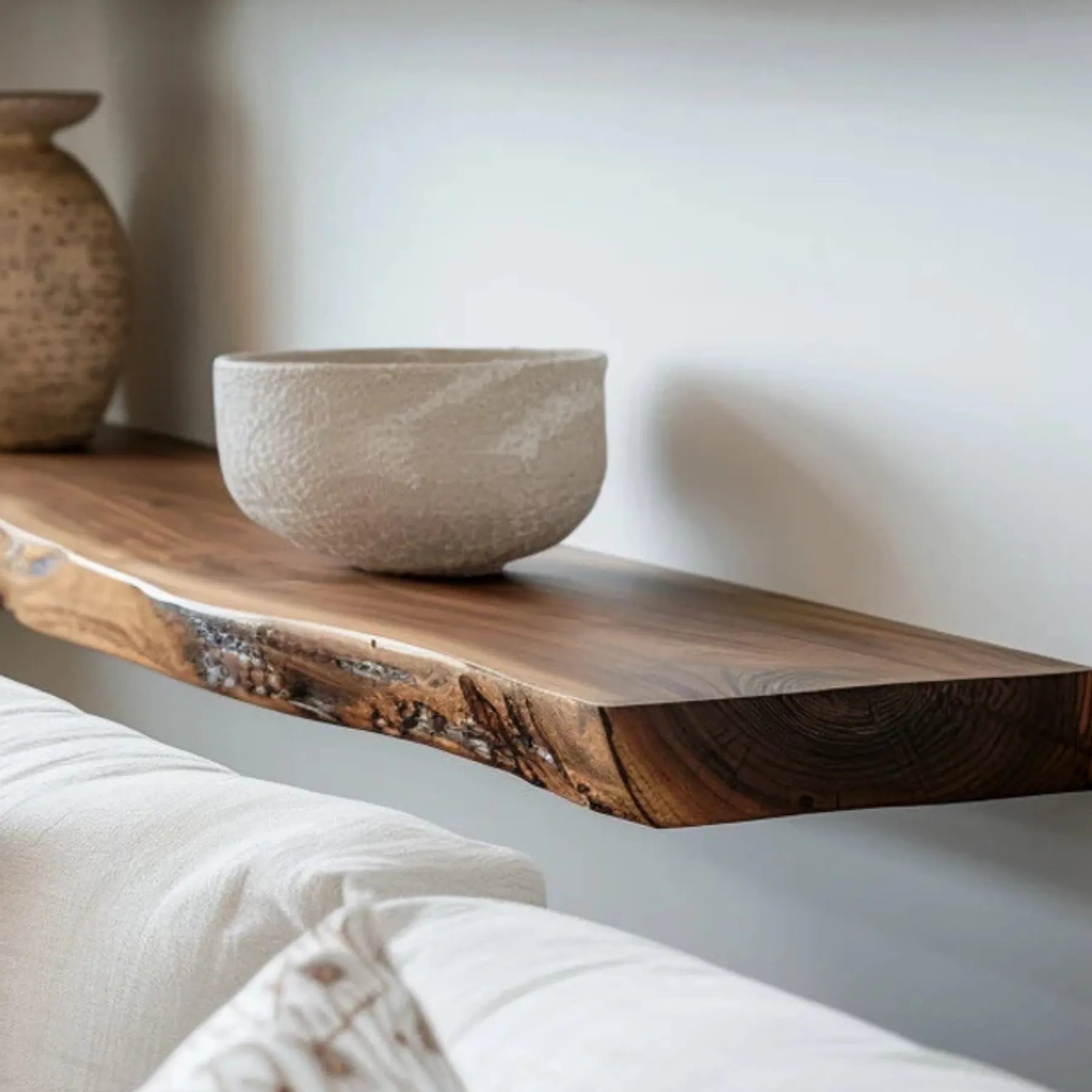 Organic floating shelf stylish wall mounted display for home décor