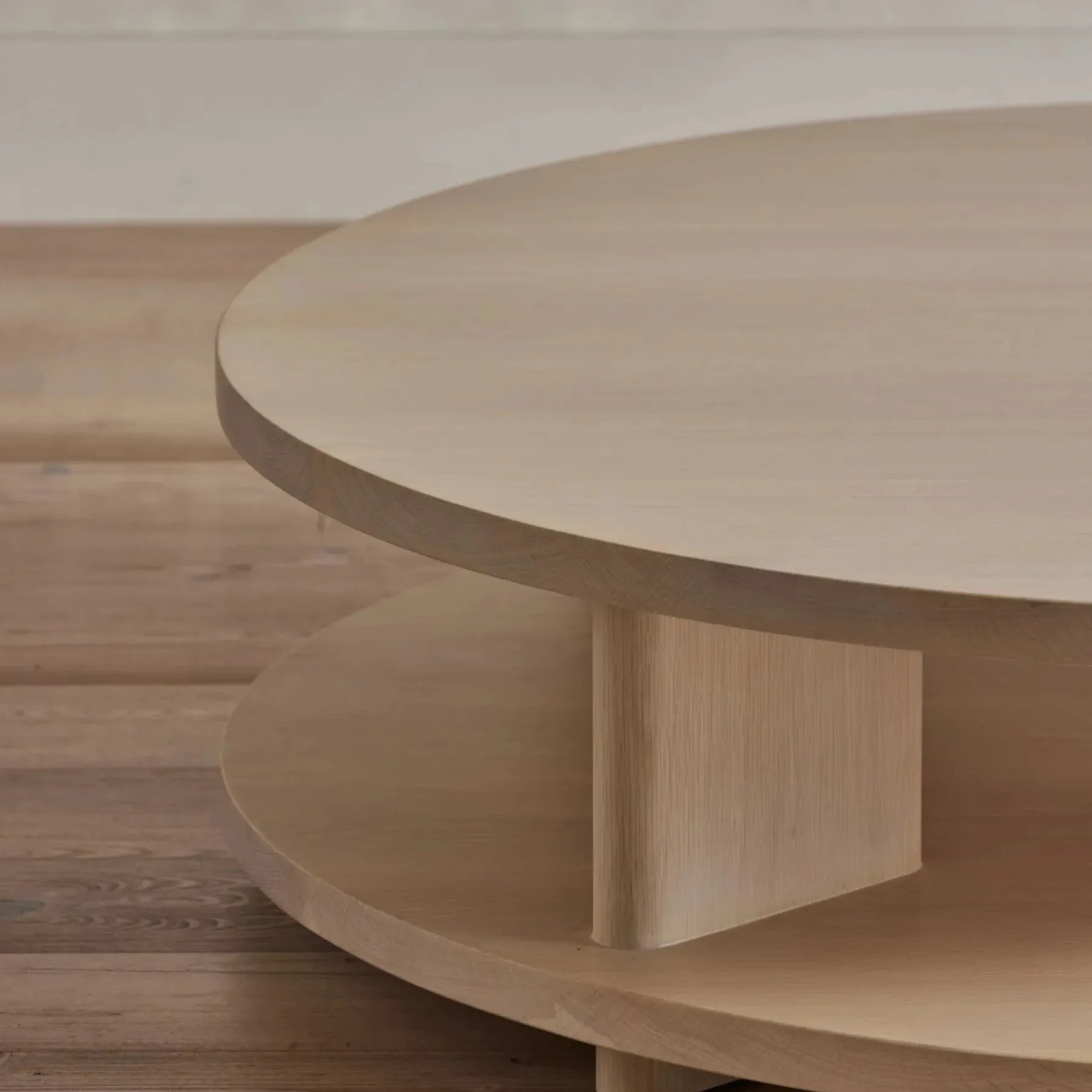 Round Double Layer Coffee Table with spacious top and open lower shelf for storage