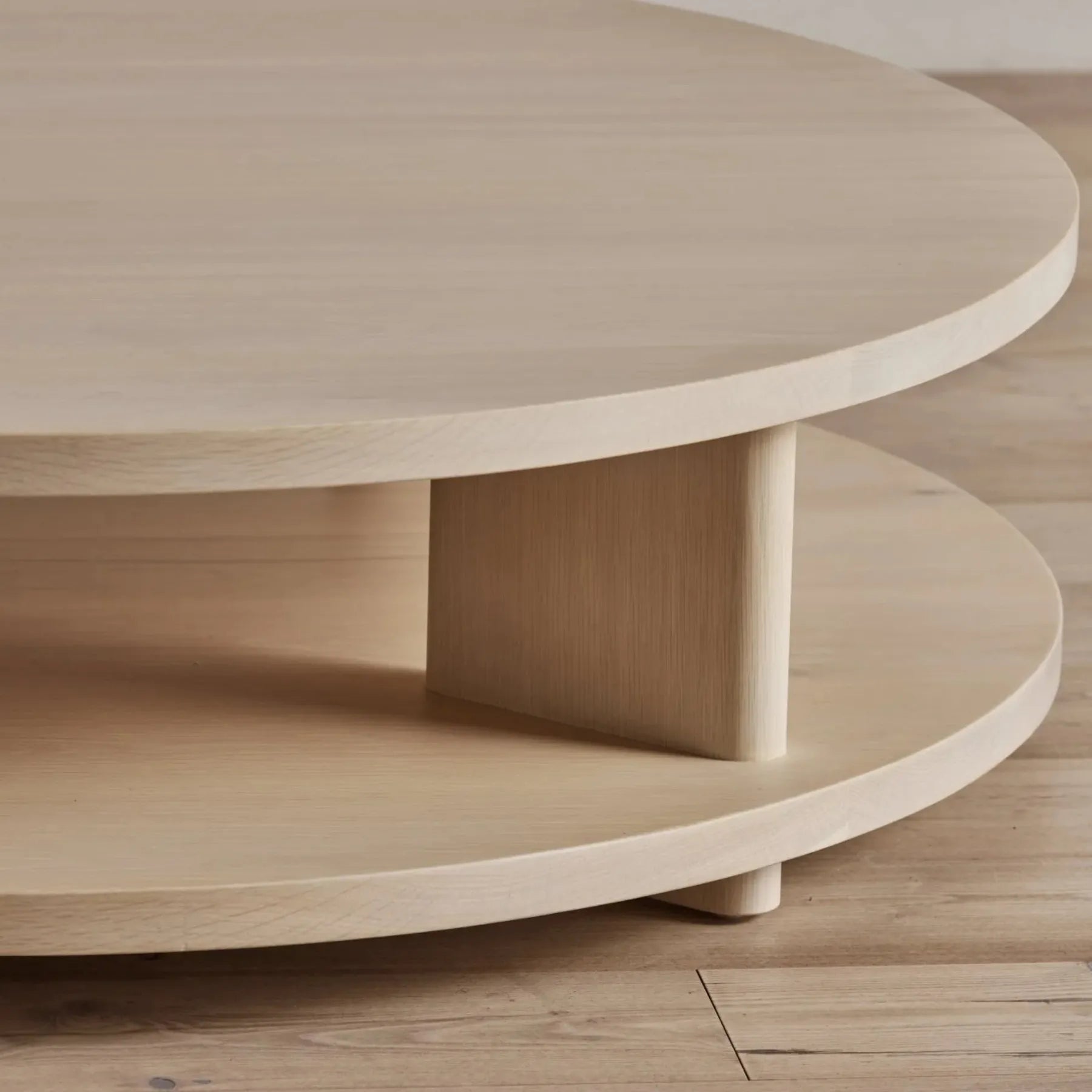 Round Double Layer Coffee Table with spacious top and open lower shelf for storage