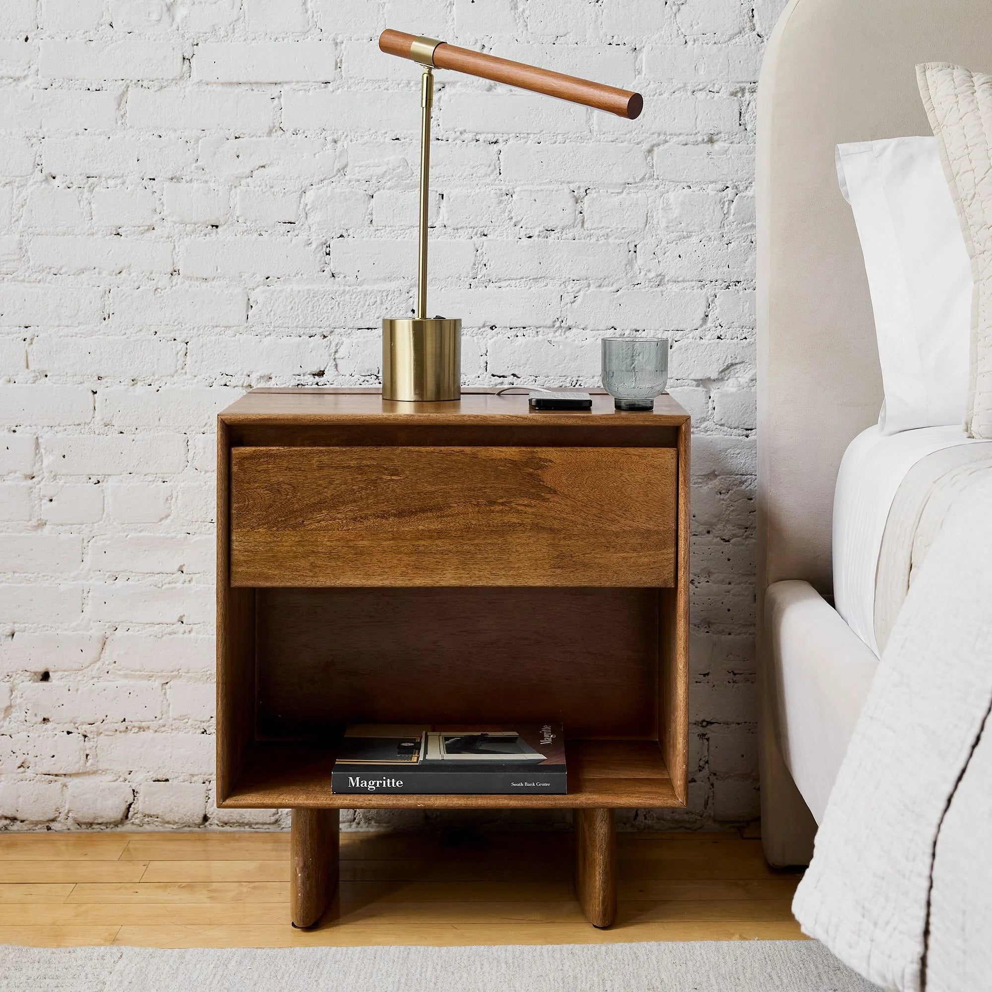 Sleek Urban Bedside Nightstand with spacious drawer and open shelf