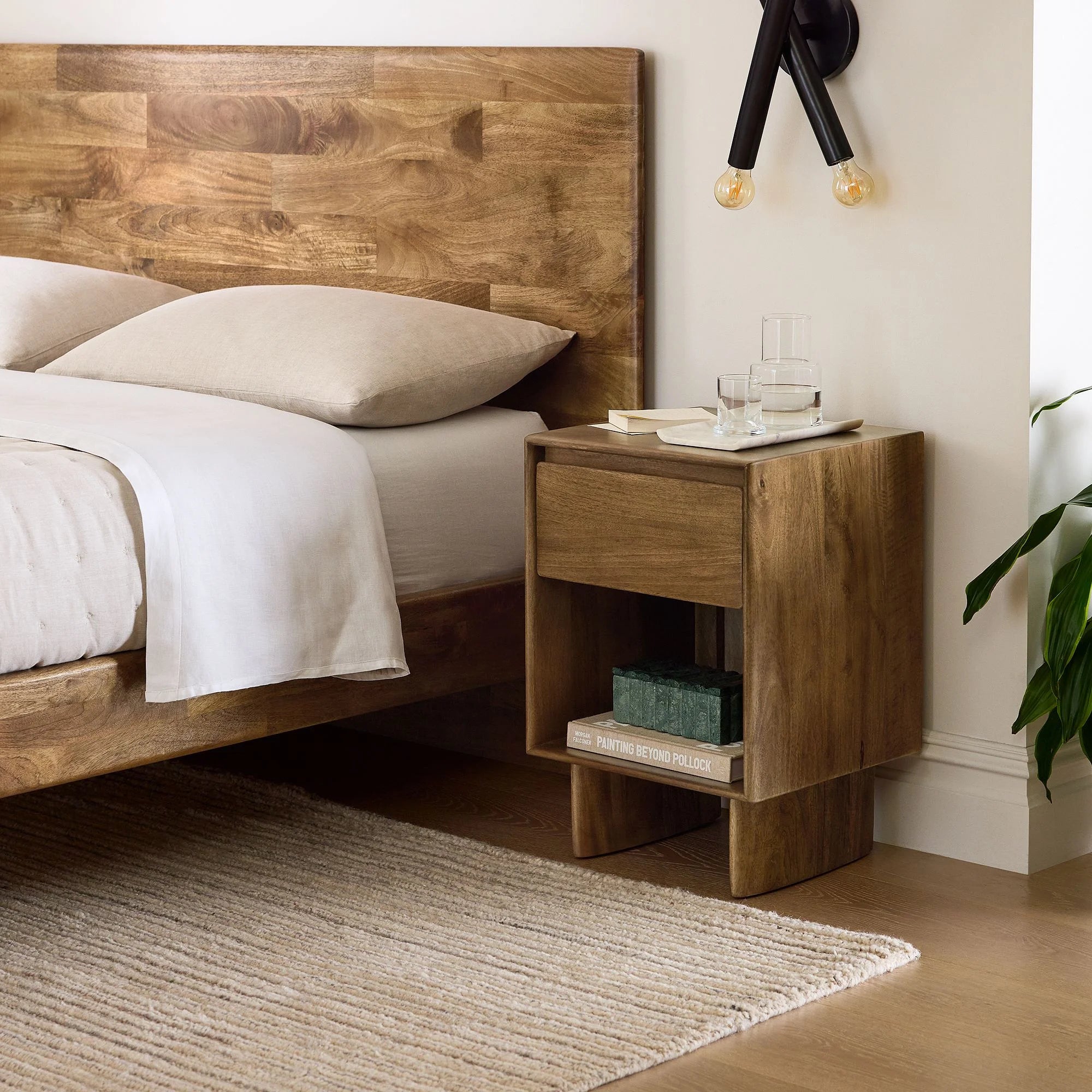 Sleek Urban Bedside Nightstand with spacious drawer and open shelf