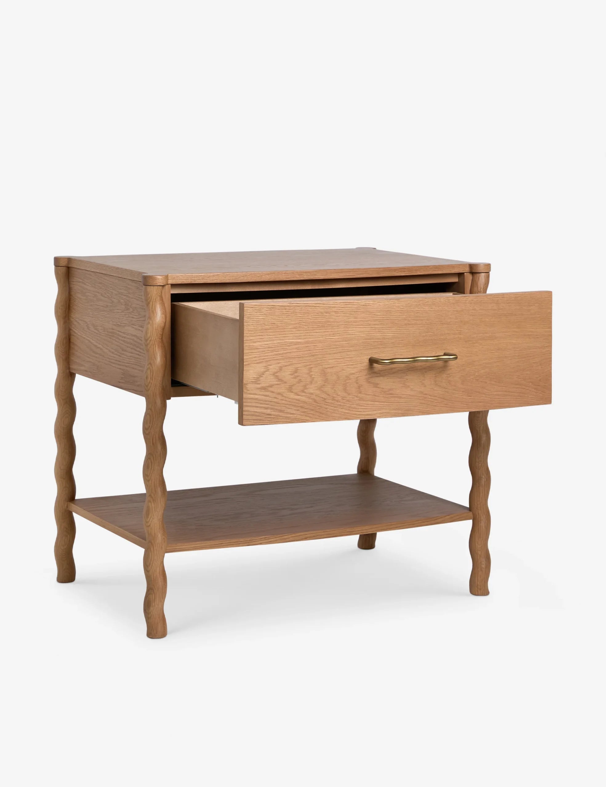 Twisted Leg Nightstand with storage drawer and open shelf