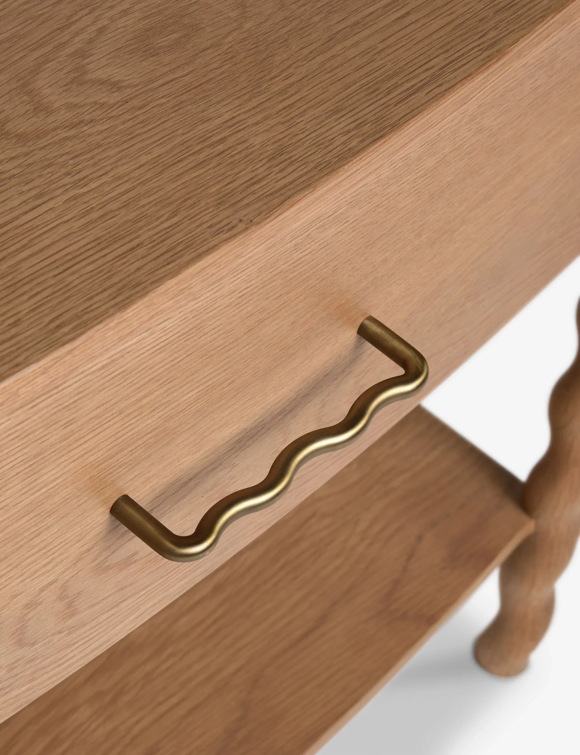 Twisted Leg Nightstand with storage drawer and open shelf