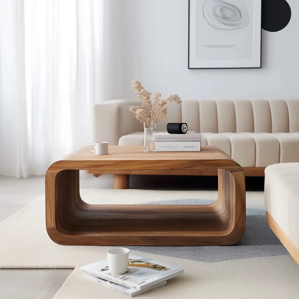Zen Arc Coffee Table in modern minimalist living room interior
