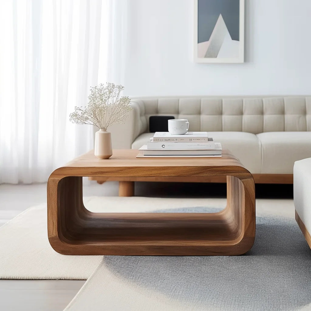 Zen Arc Coffee Table in modern minimalist living room interior