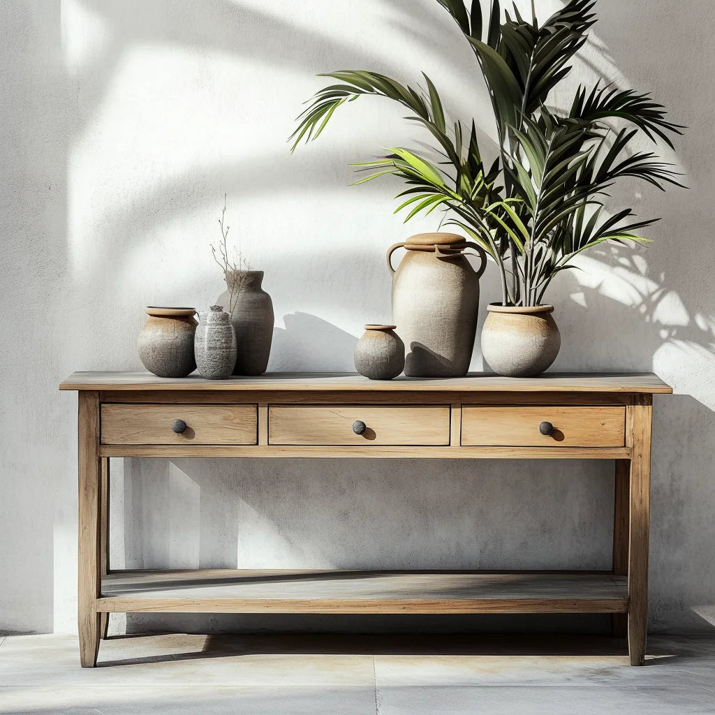 Wooden Console Table for Storage Display Home Decor