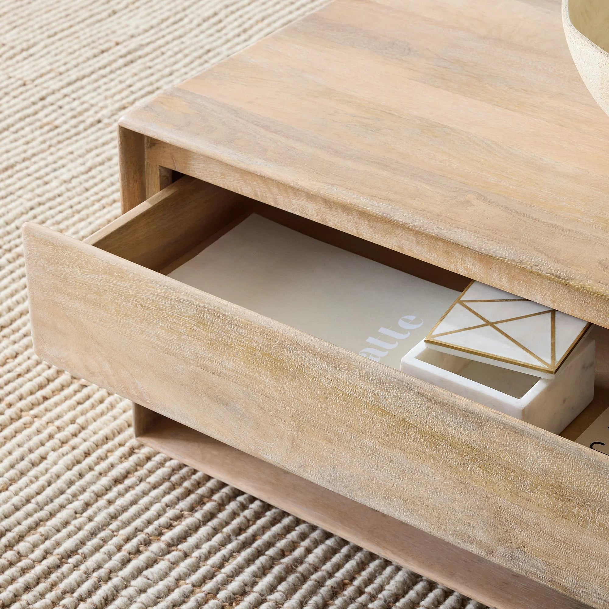 Rectangular Storage Coffee Table Modern Open Shelf Design