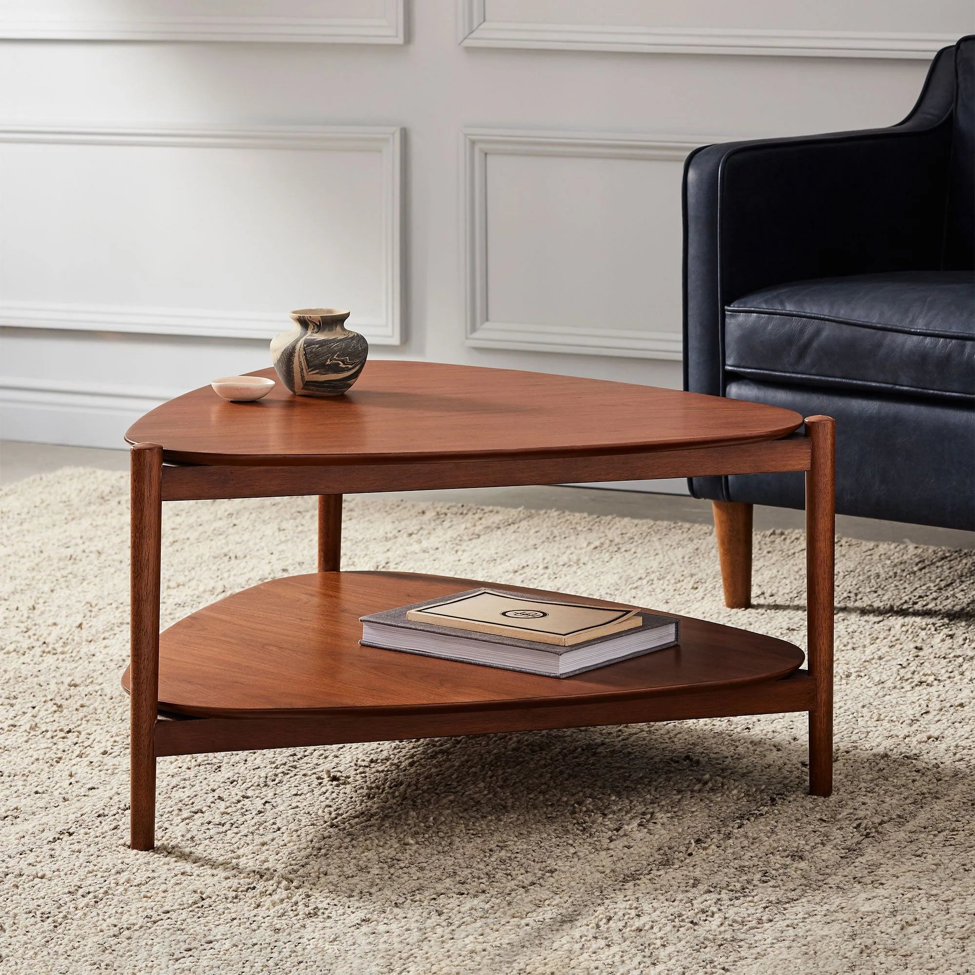 Retro Triangle Coffee Table Lower Shelf Design