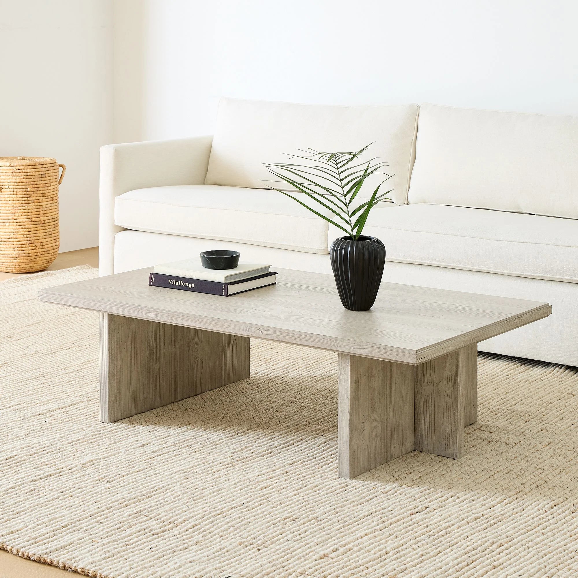 Rectangular Coffee Table Modern Cross-Leg Base Design