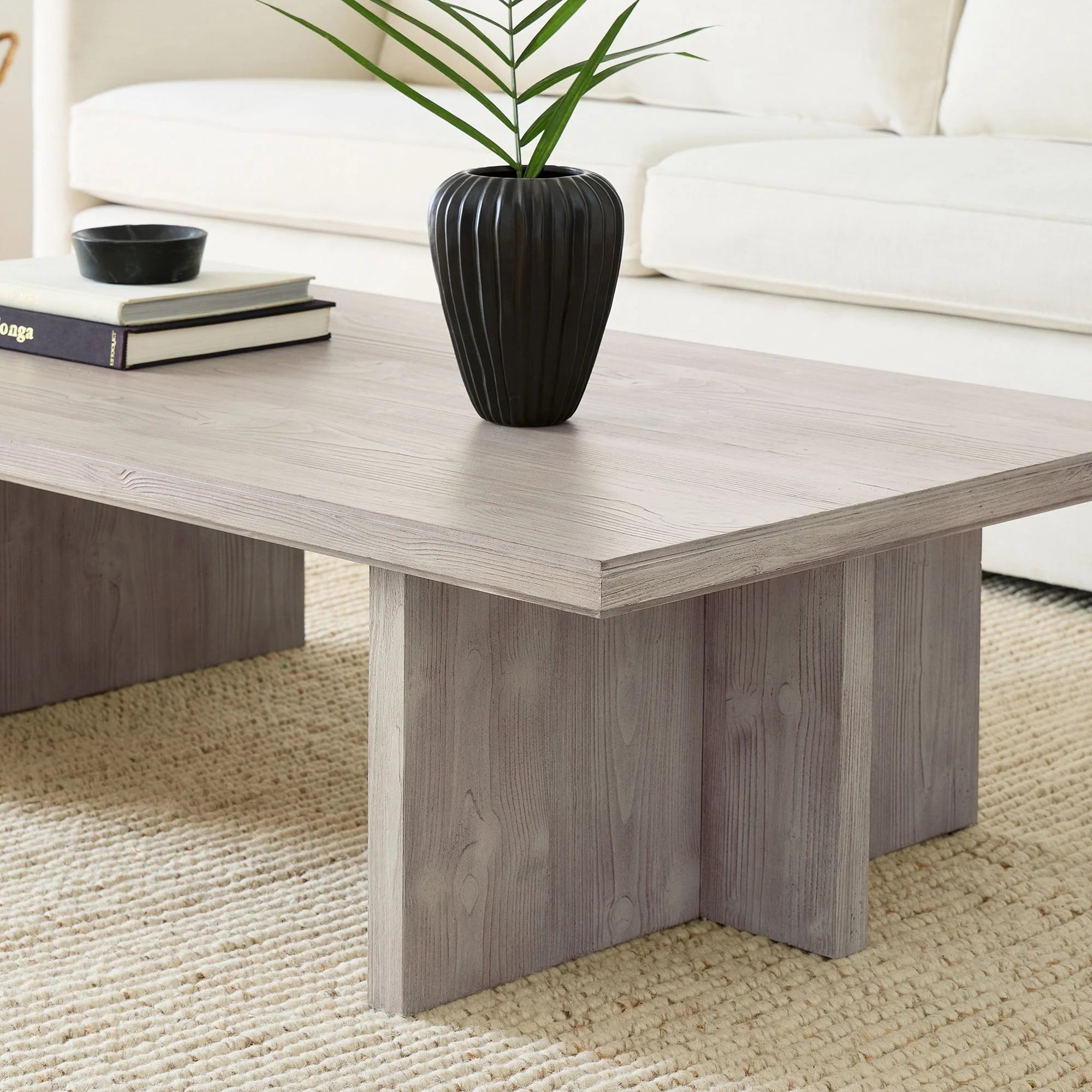 Rectangular Coffee Table Modern Cross-Leg Base Design