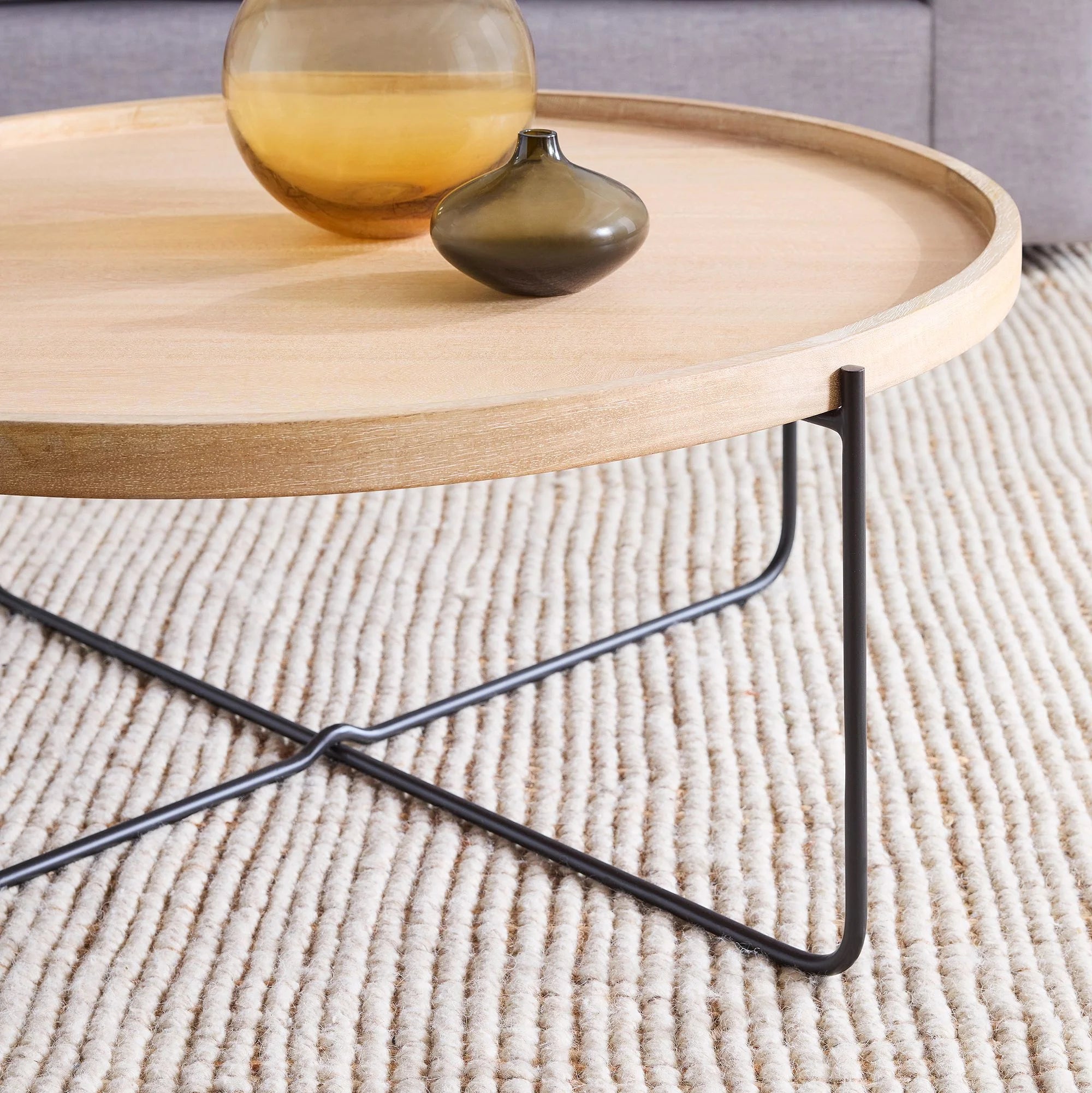 Round Coffee Table Metal Base Minimalist Design