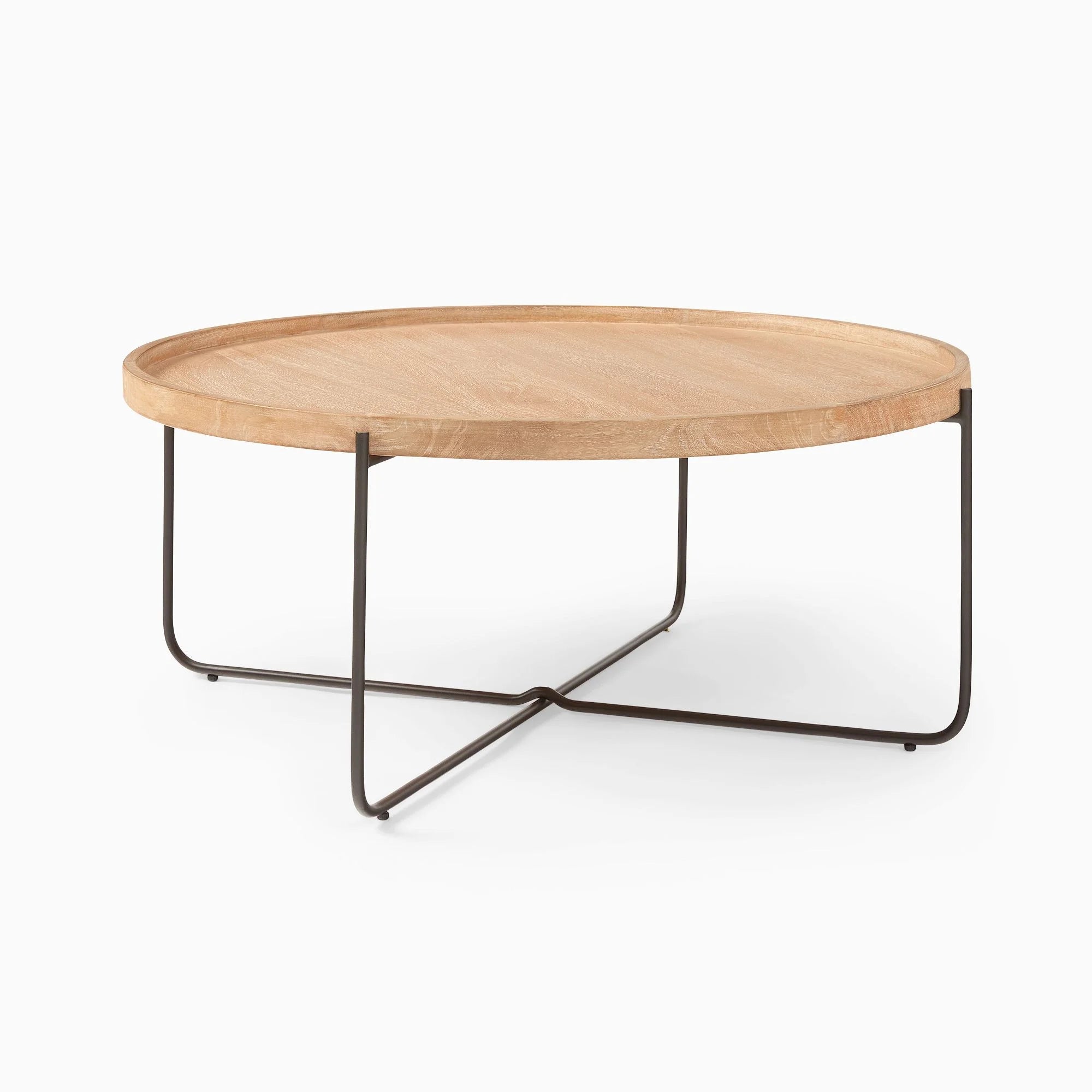 Round Coffee Table Metal Base Minimalist Design