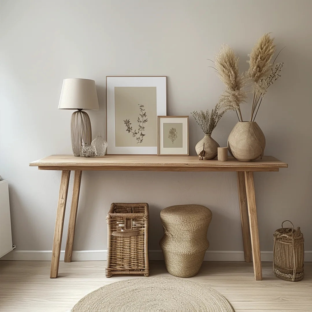 Rustic Console Table Minimalist Design Natural Finish