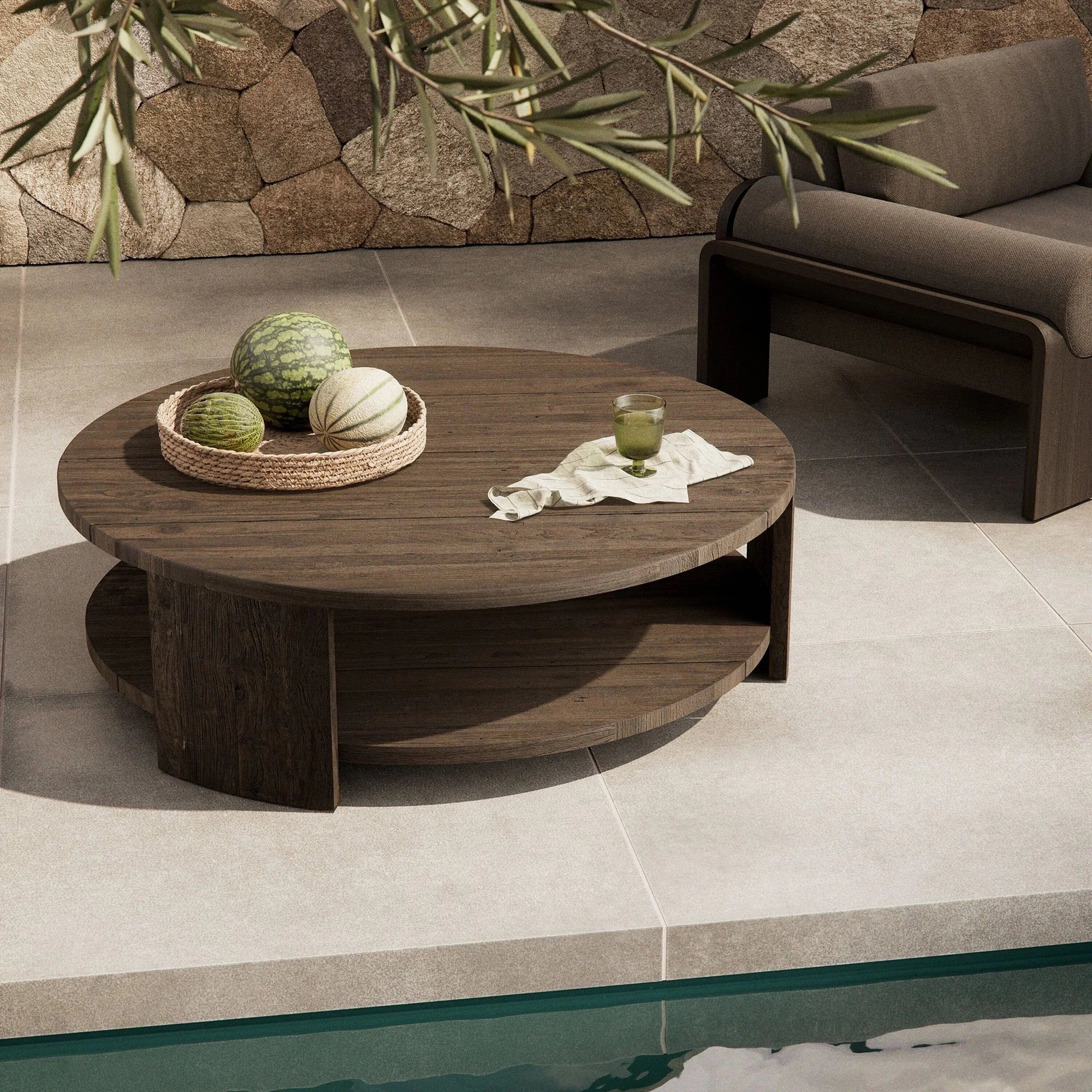 Round Coffee Table Two-Tier Modern Design