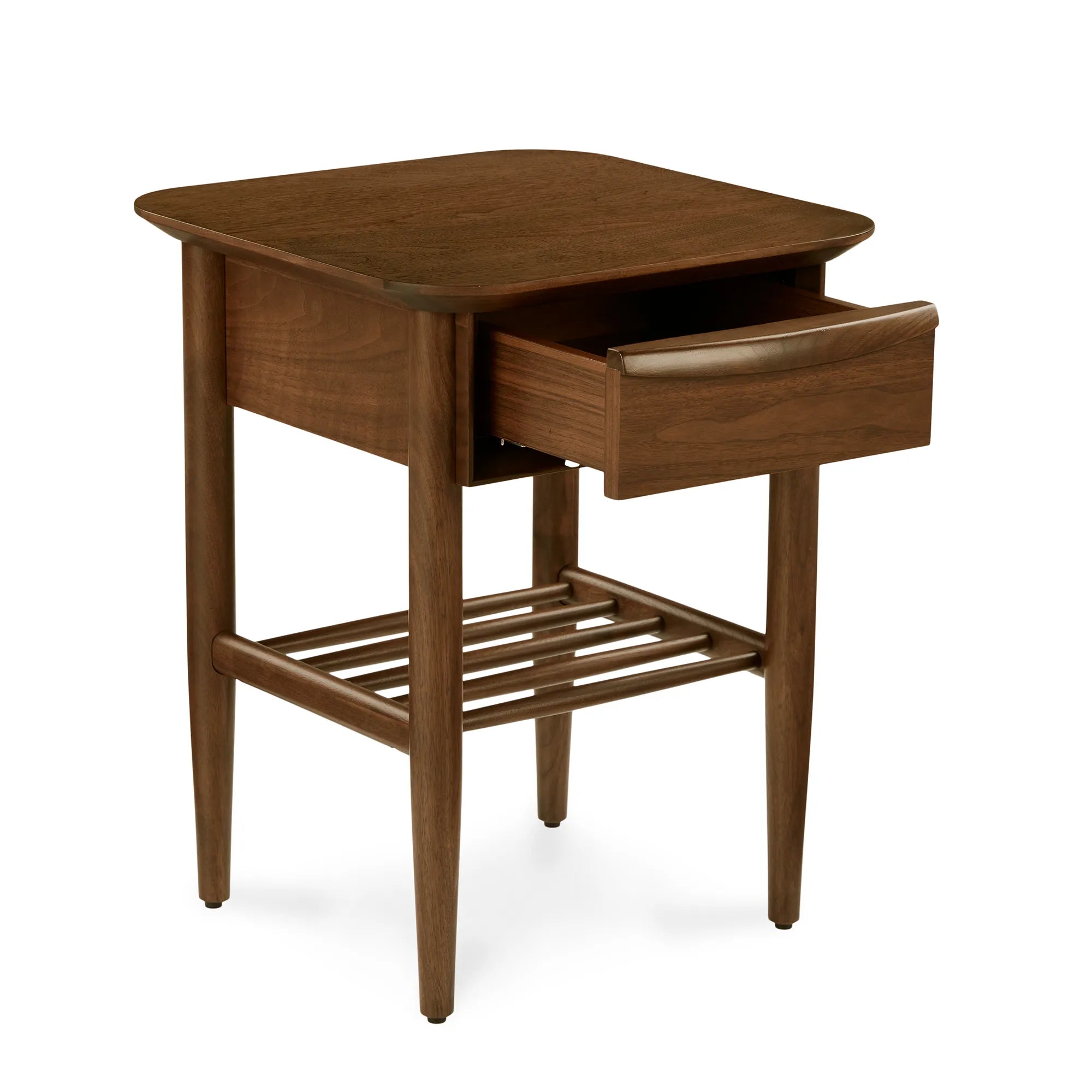 Elegant Bedside Table with drawer and slatted shelf