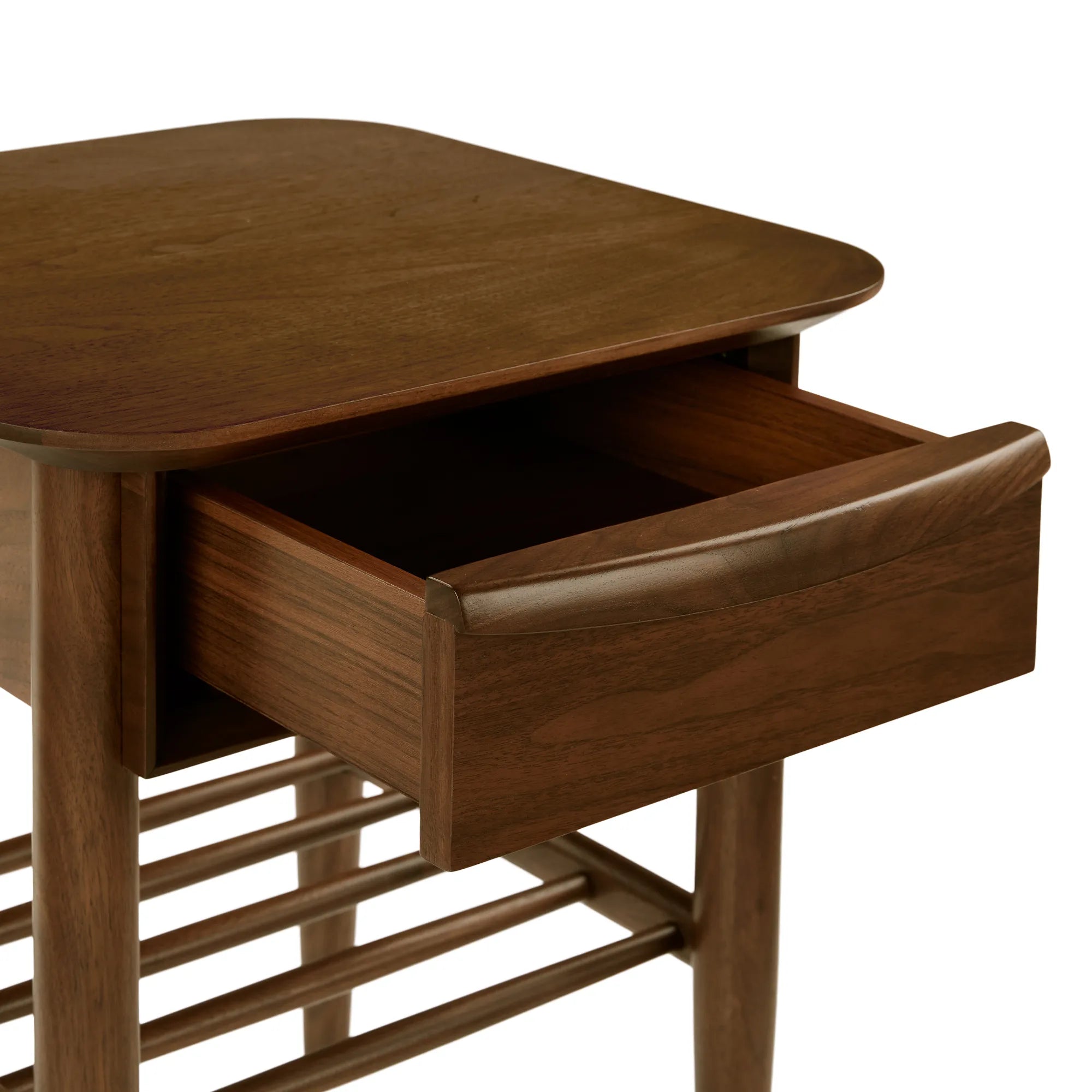 Elegant Bedside Table with drawer and slatted shelf