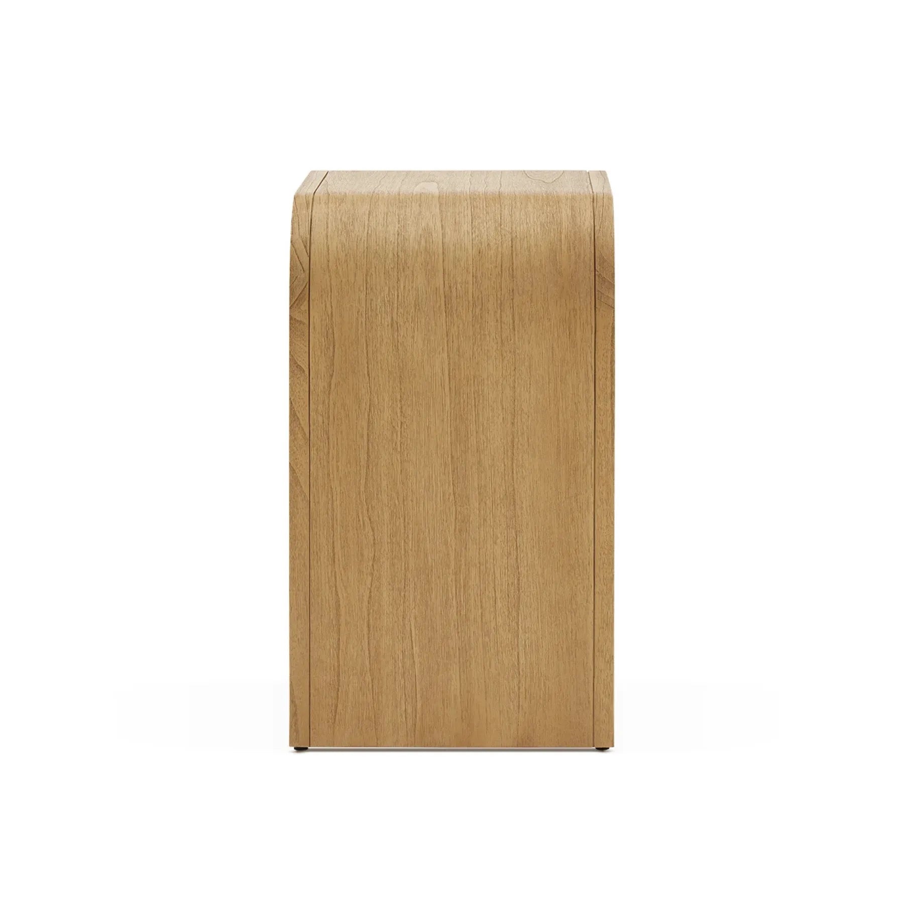 Elegant two drawer nightstand with a curved top and modern design perfect for contemporary bedrooms