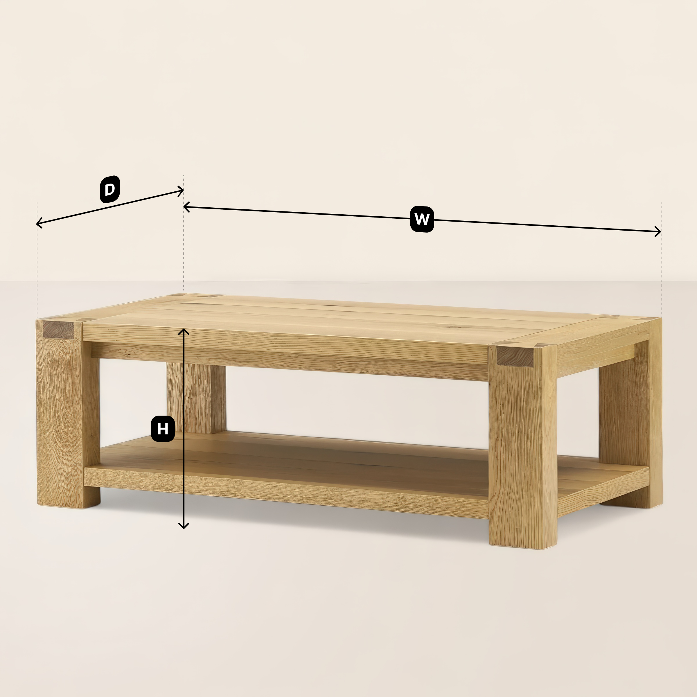 Square Modern Coffee Table with Open Storage Shelf