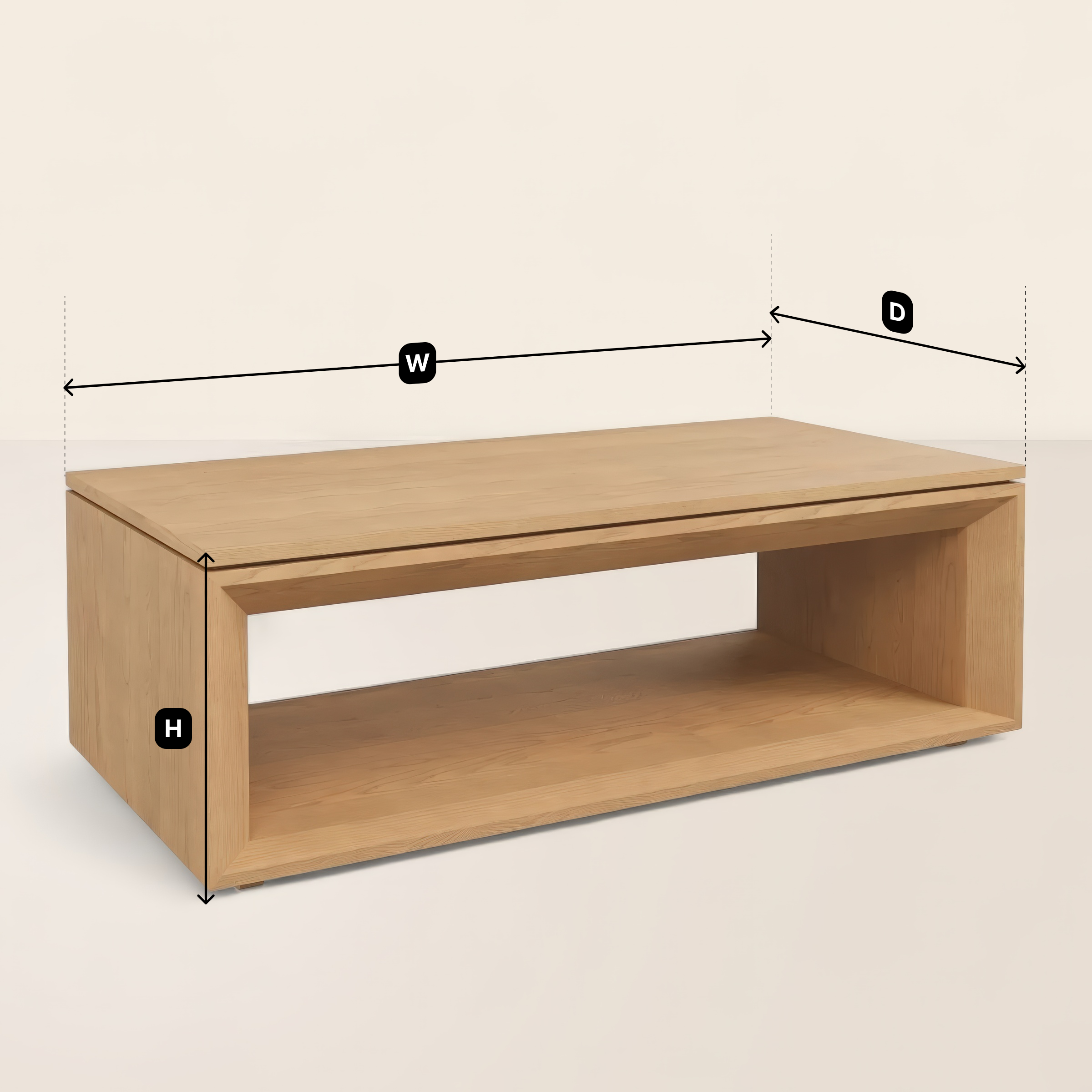 Wide Coffee Table Modern Aesthetic with Open Storage