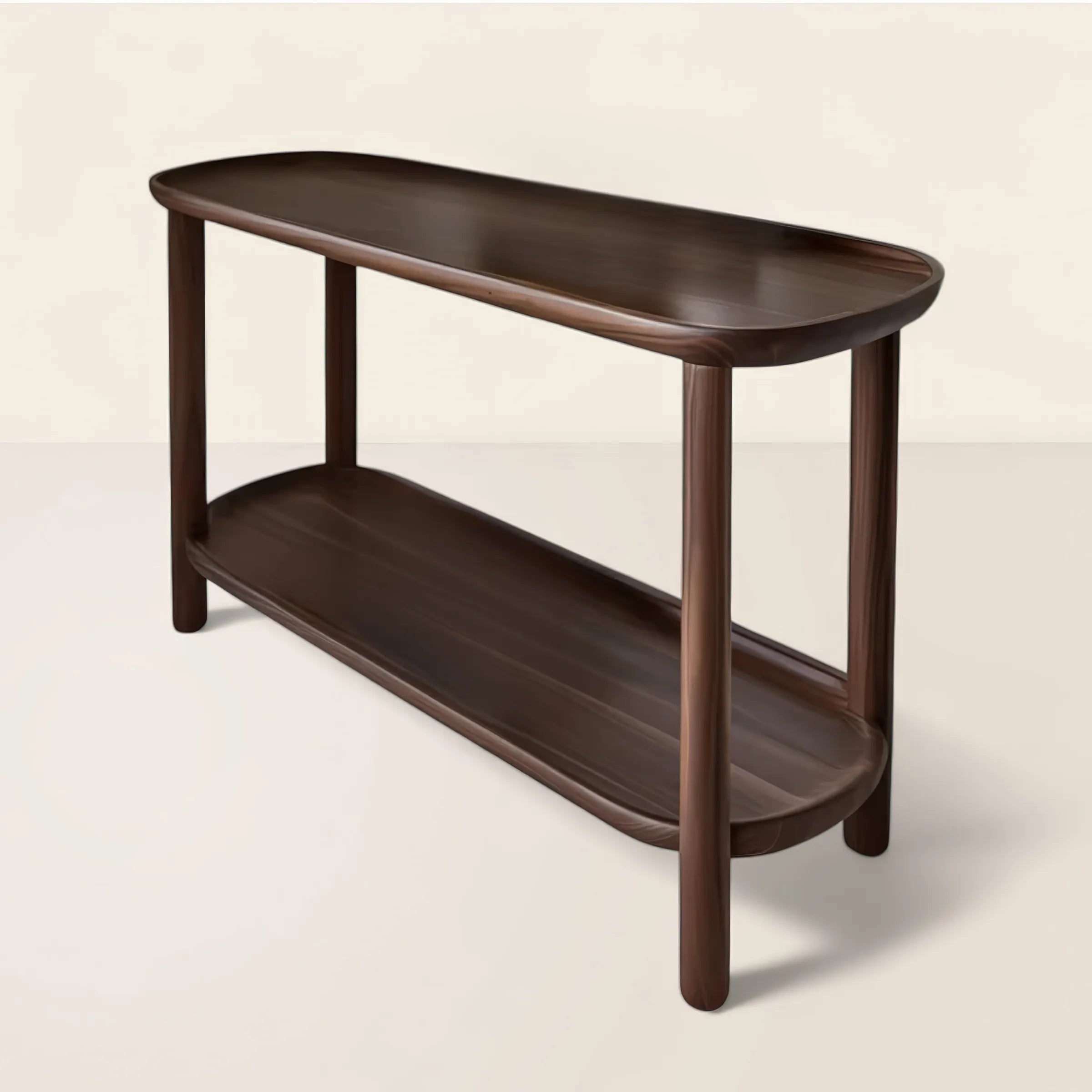 Modern Wooden Console Table Lower Shelf Storage