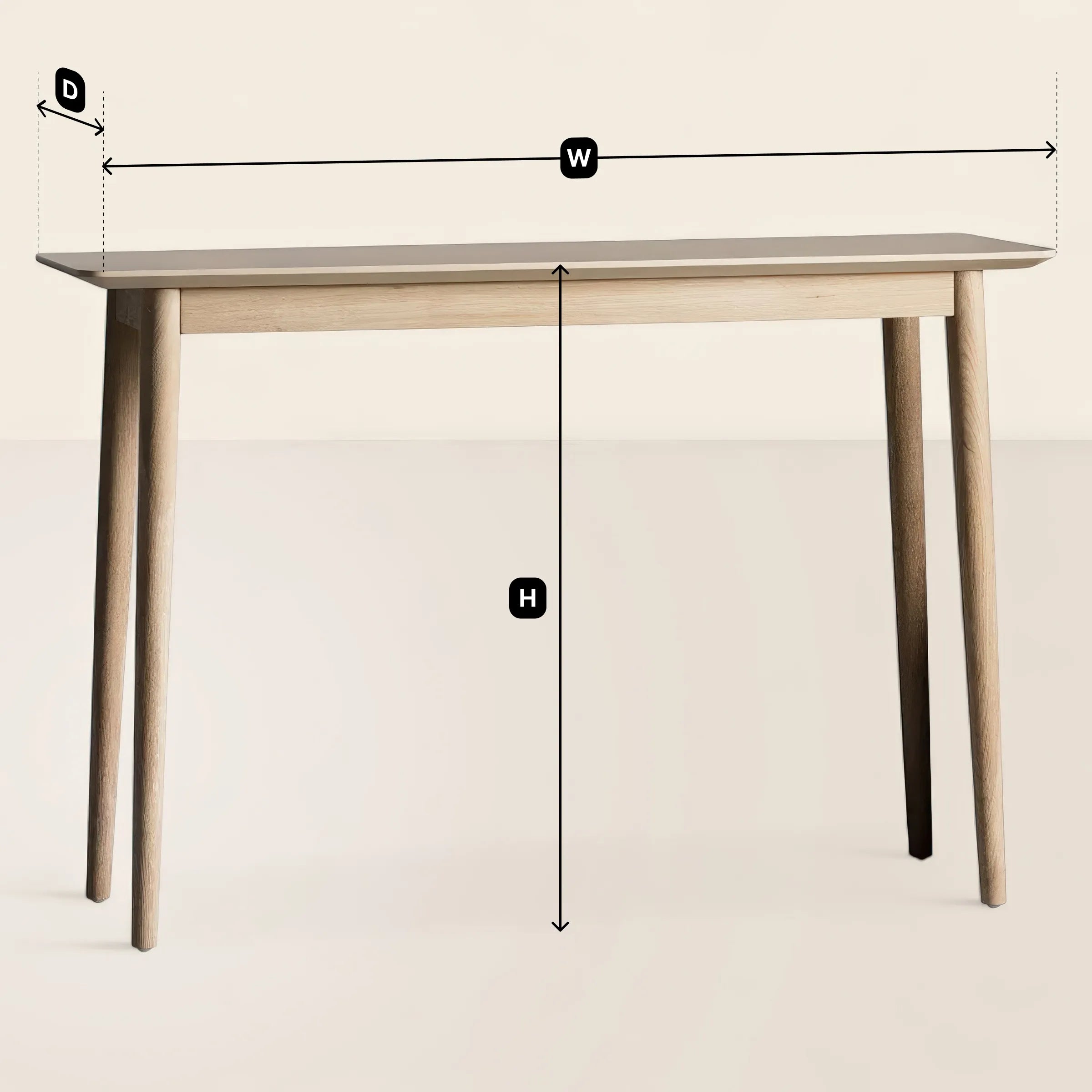 Scandinavian Console Table Slim Silhouette Tapered Legs