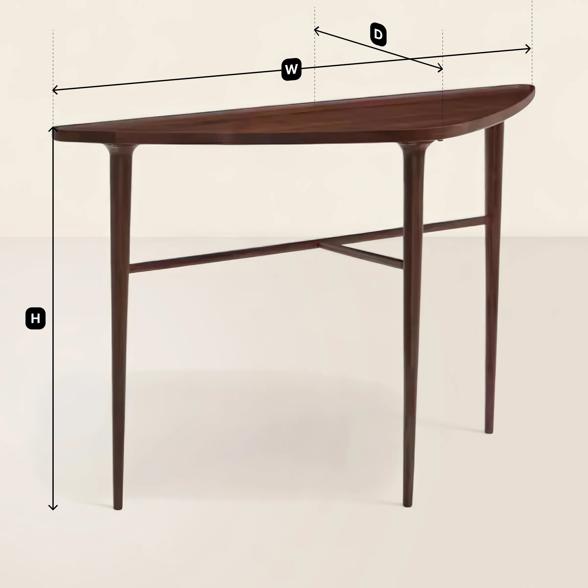 Vintage Console Table Triangular Design Slender Legs