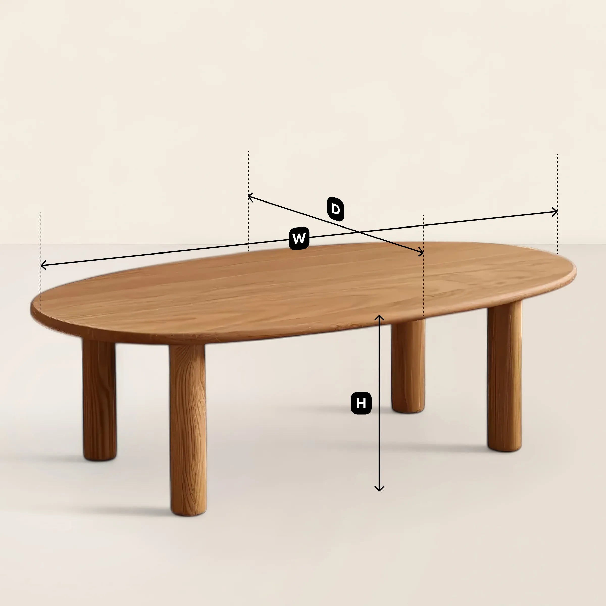 Oval Wooden Coffee Table Minimalist Natural Design